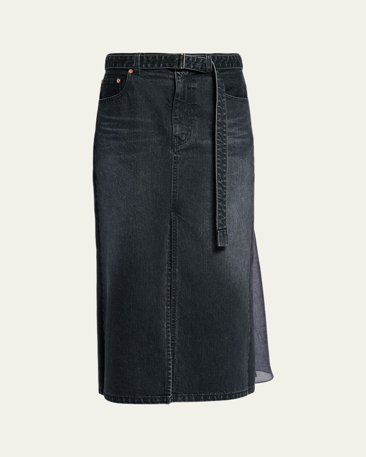 SACAI Godet Denim Midi Skirt