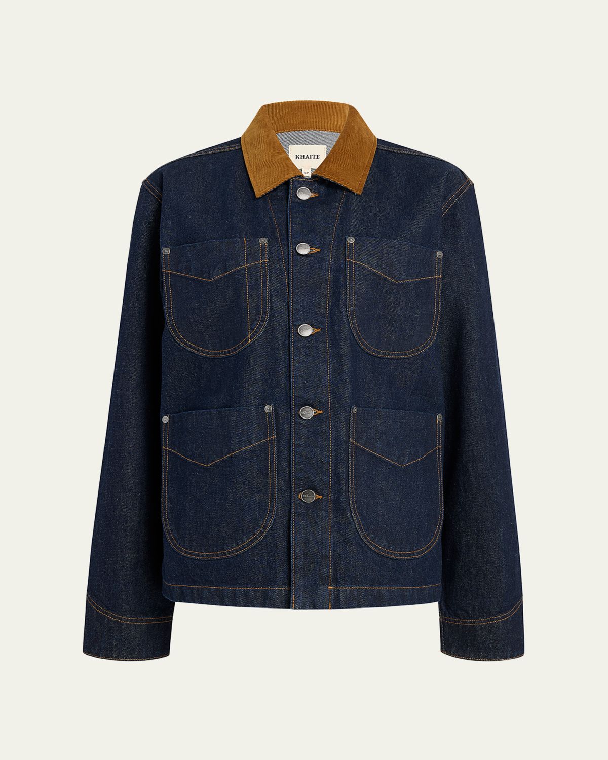 Khaite Wyatt Corduroy-Collar Denim Jacket