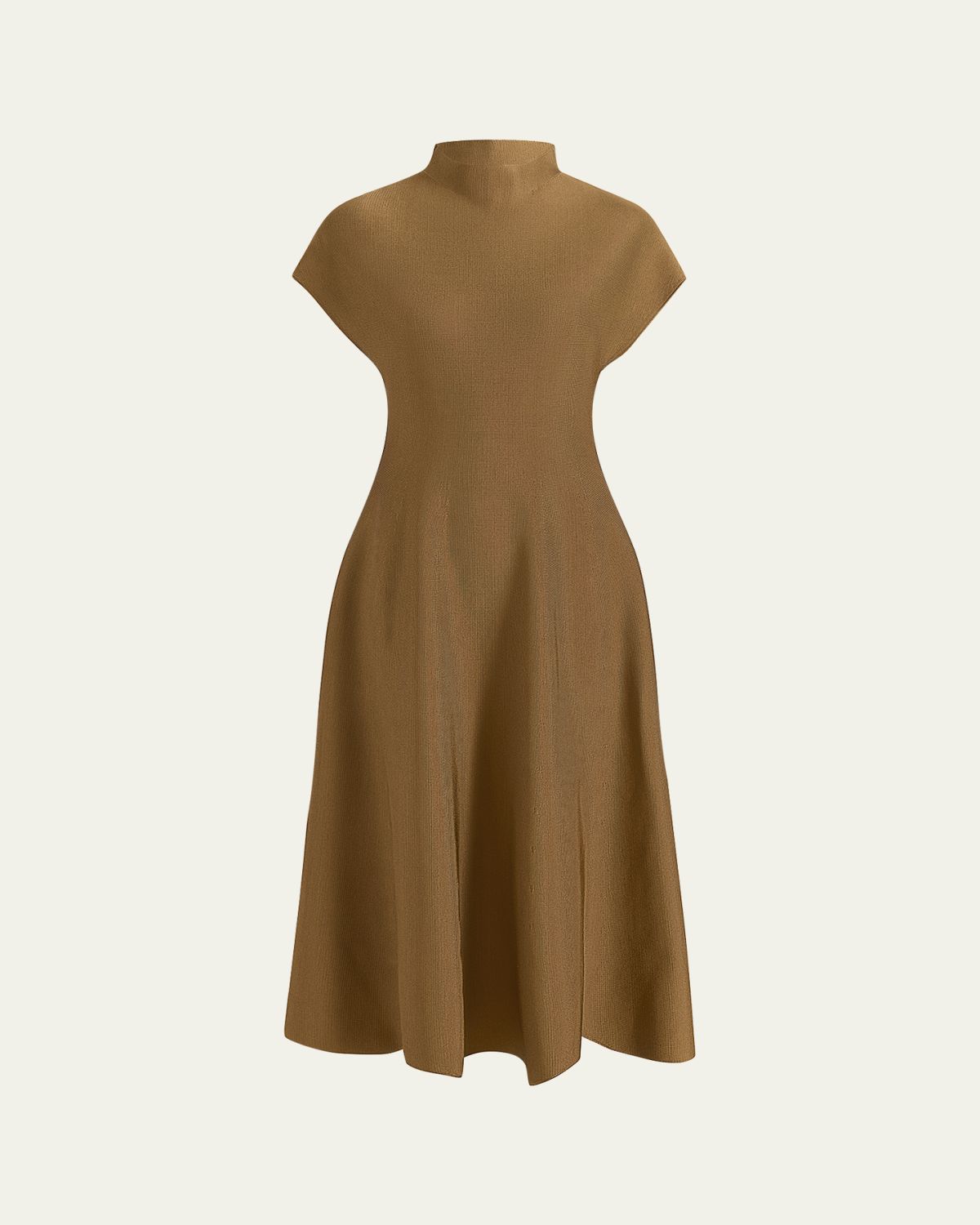 Khaite Lyra Mock-Neck Cap-Sleeve Midi Dress