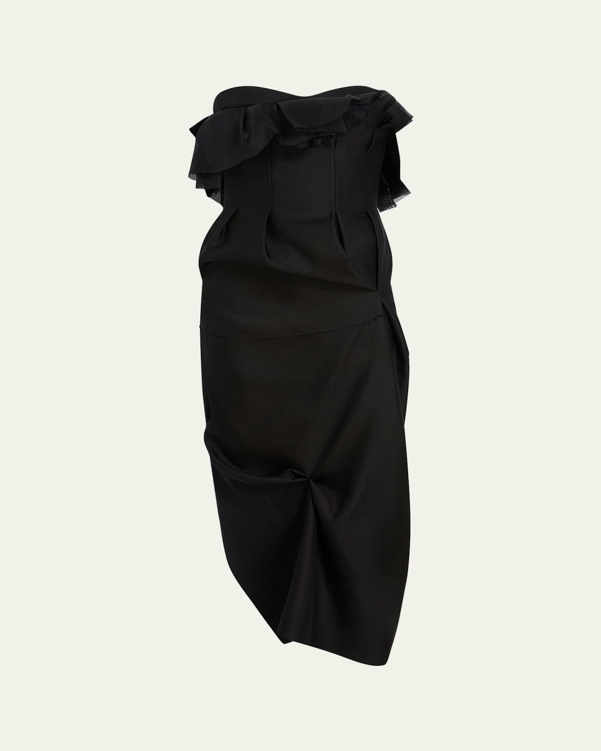 Khaite Salm Pleated Strapless Midi Dress
