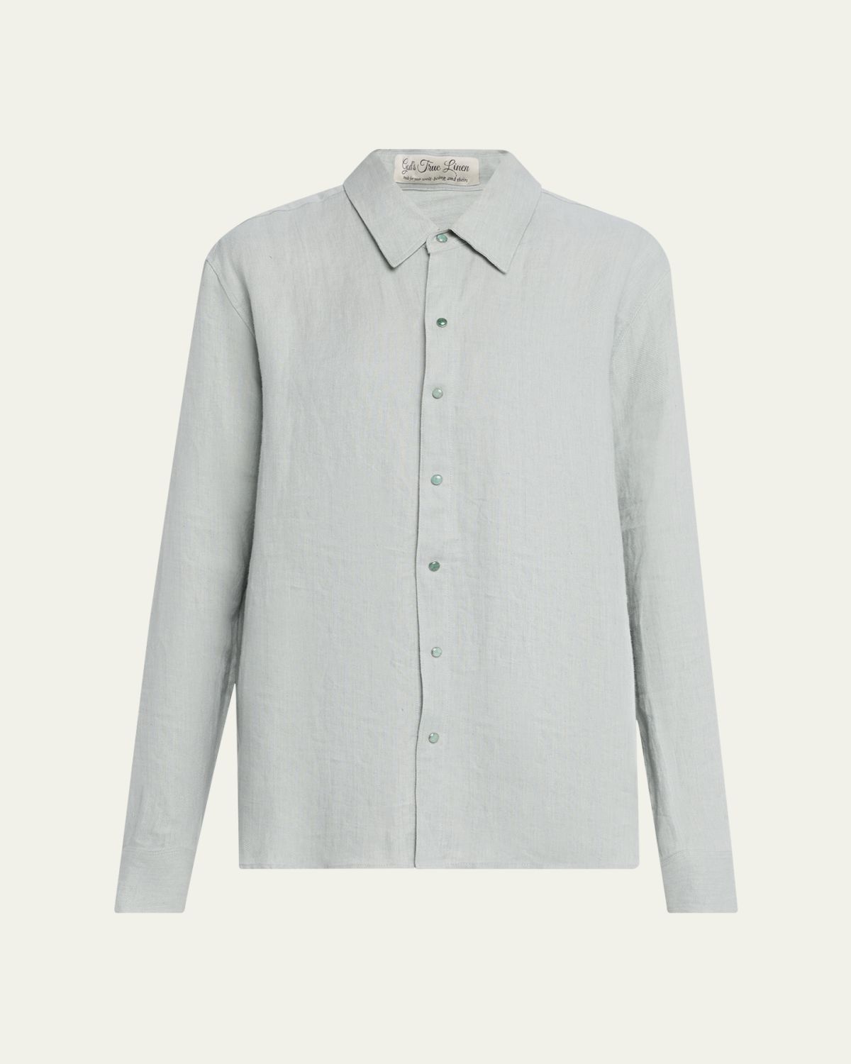God's True Cashmere Silver Solid Linen Button-Front Shirt | Thumbnail 6