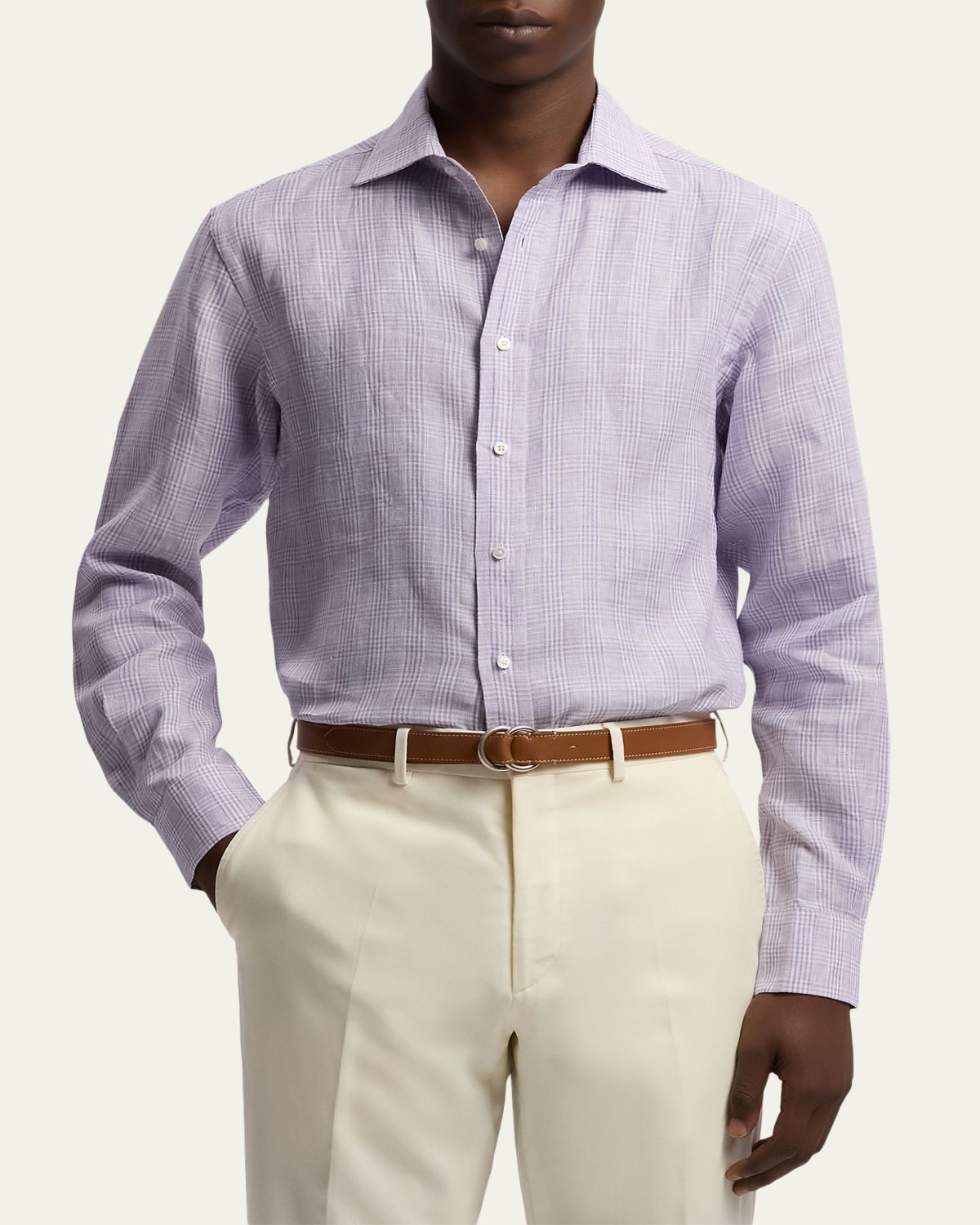 Ralph Lauren Purple Label Glen Check Linen Shirt | Thumbnail 4 Ralph Lauren Purple Label Glen Check Linen Shirt | Thumbnail 4