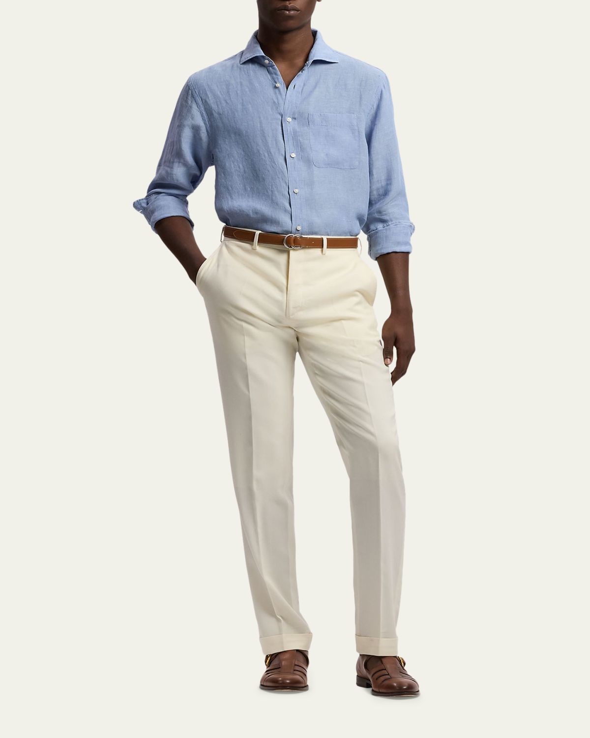 Ralph Lauren Purple Label Linen Chambray Shirt | Thumbnail 2