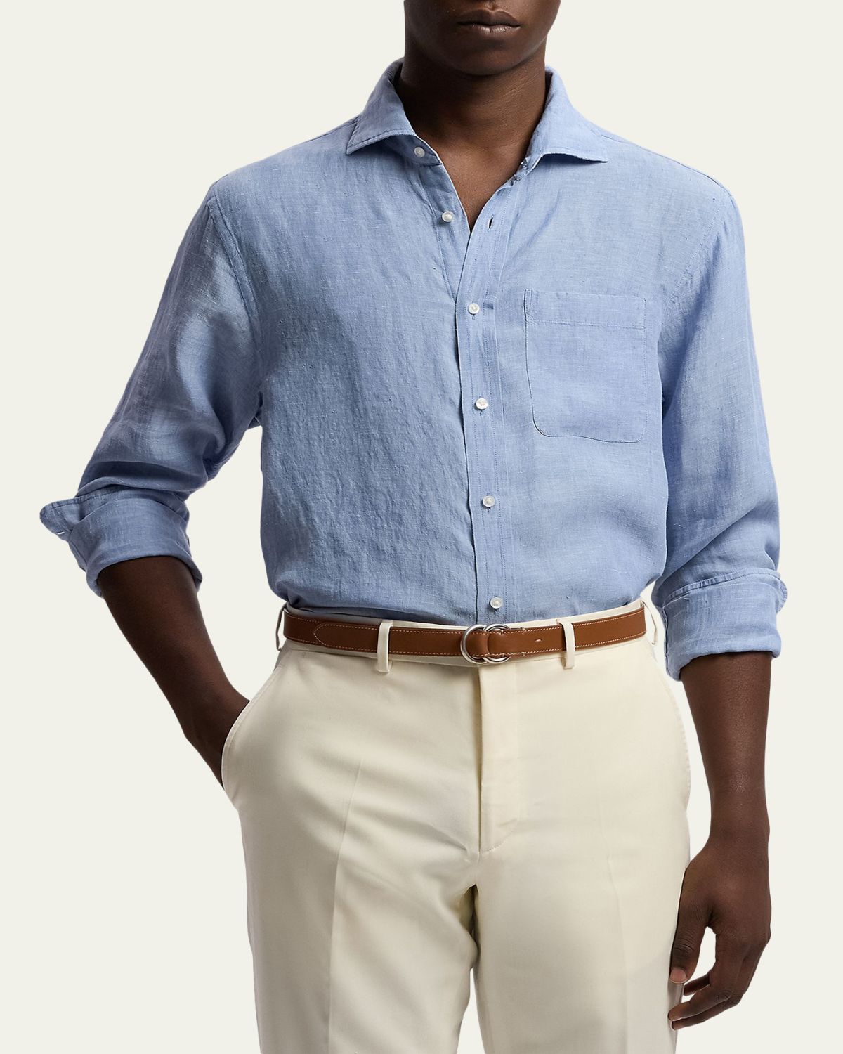 Ralph Lauren Purple Label Linen Chambray Shirt | Thumbnail 4