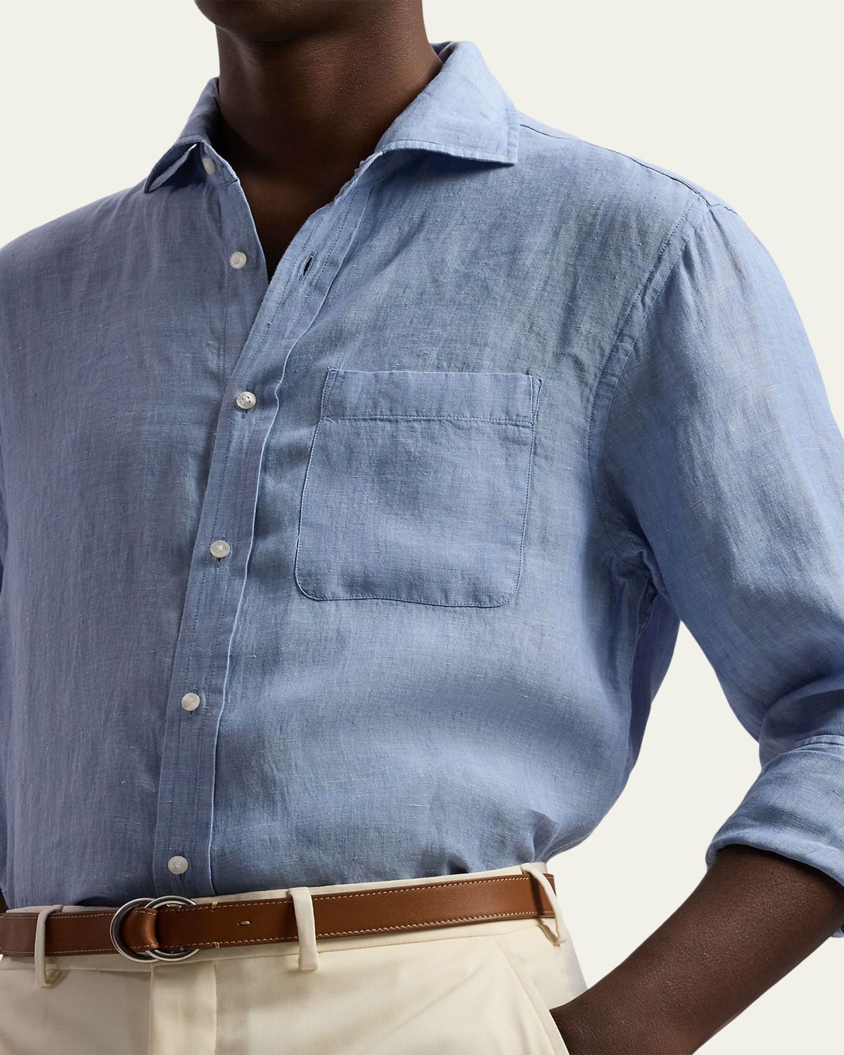Ralph Lauren Purple Label Linen Chambray Shirt | Thumbnail 5