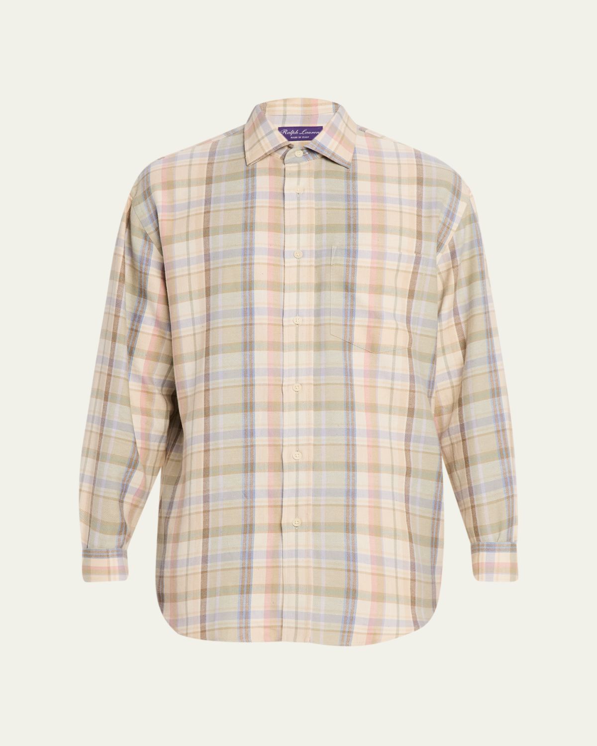 Ralph Lauren Purple Label Plaid Hemp-Cotton Shirt