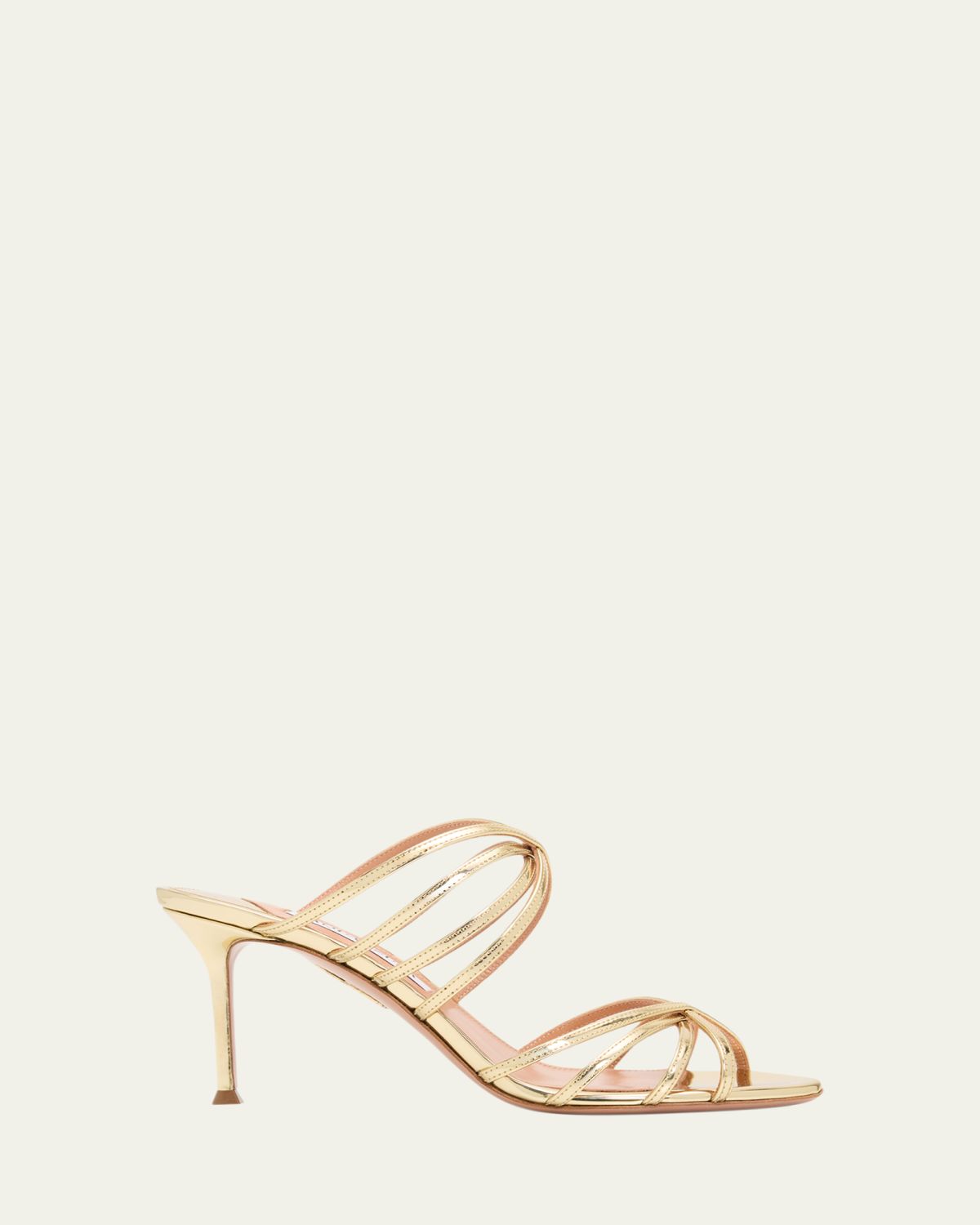 Aquazzura 75mm Tell Me Metallic Leather Mules | Thumbnail 4