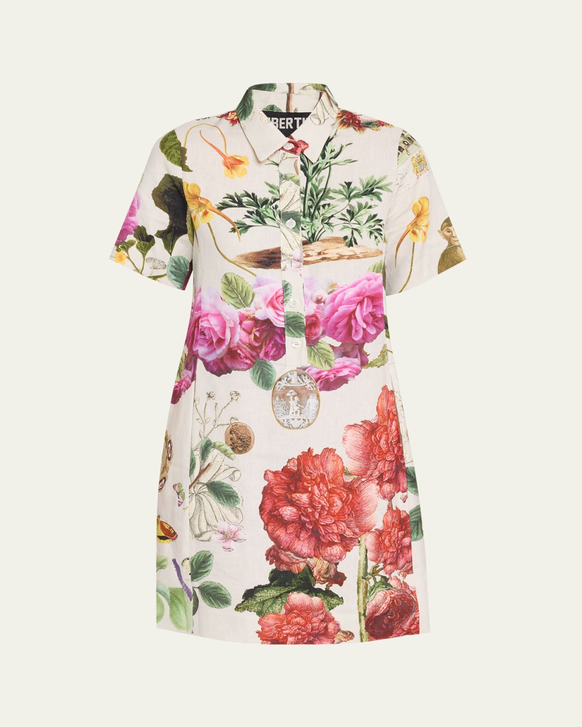 Libertine Hollyhock Preppy Short-Sleeve Mini Shirtdress