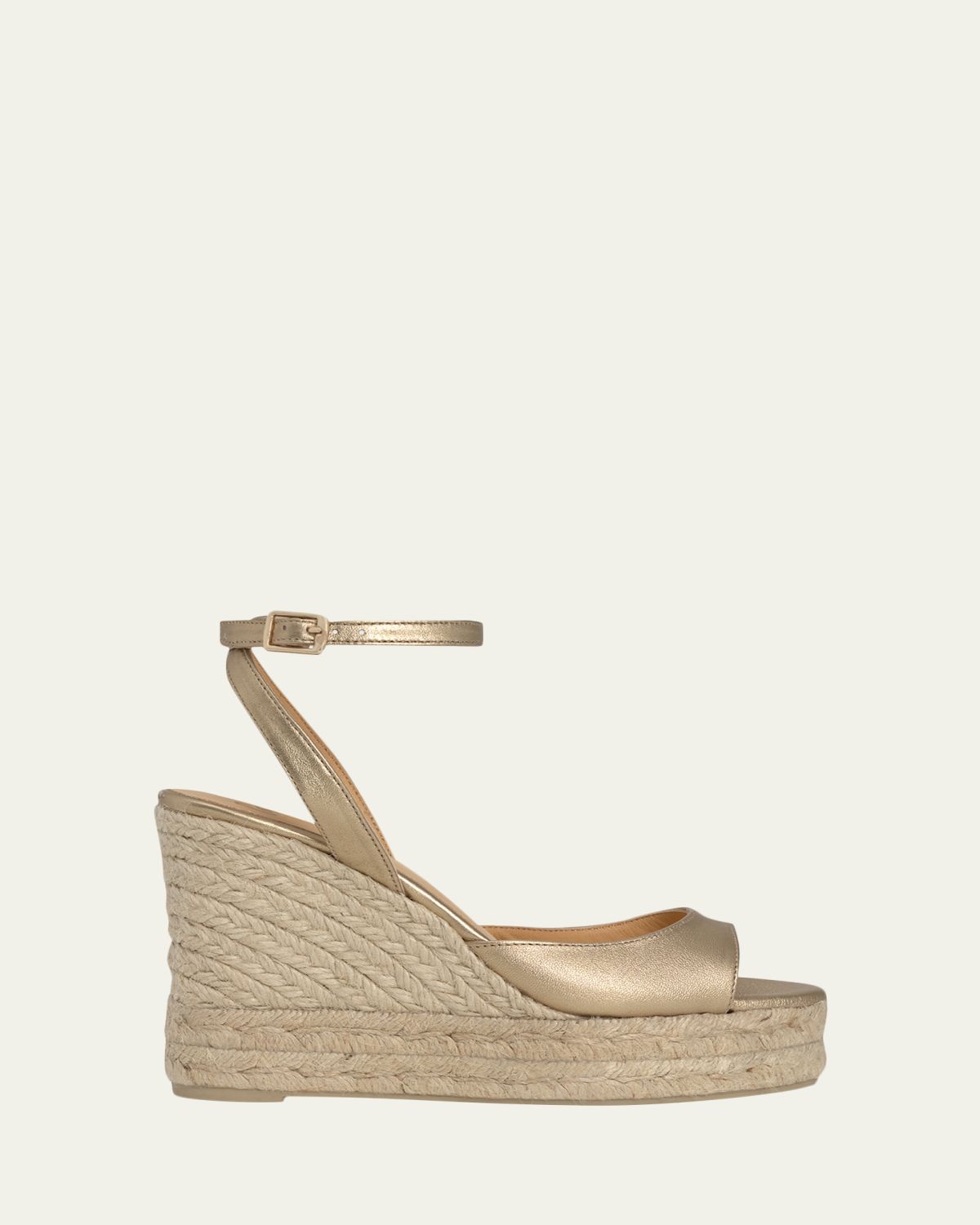 AGS X CASTANER 110mm Brook Metallic Leather Platform Espadrille Sandals