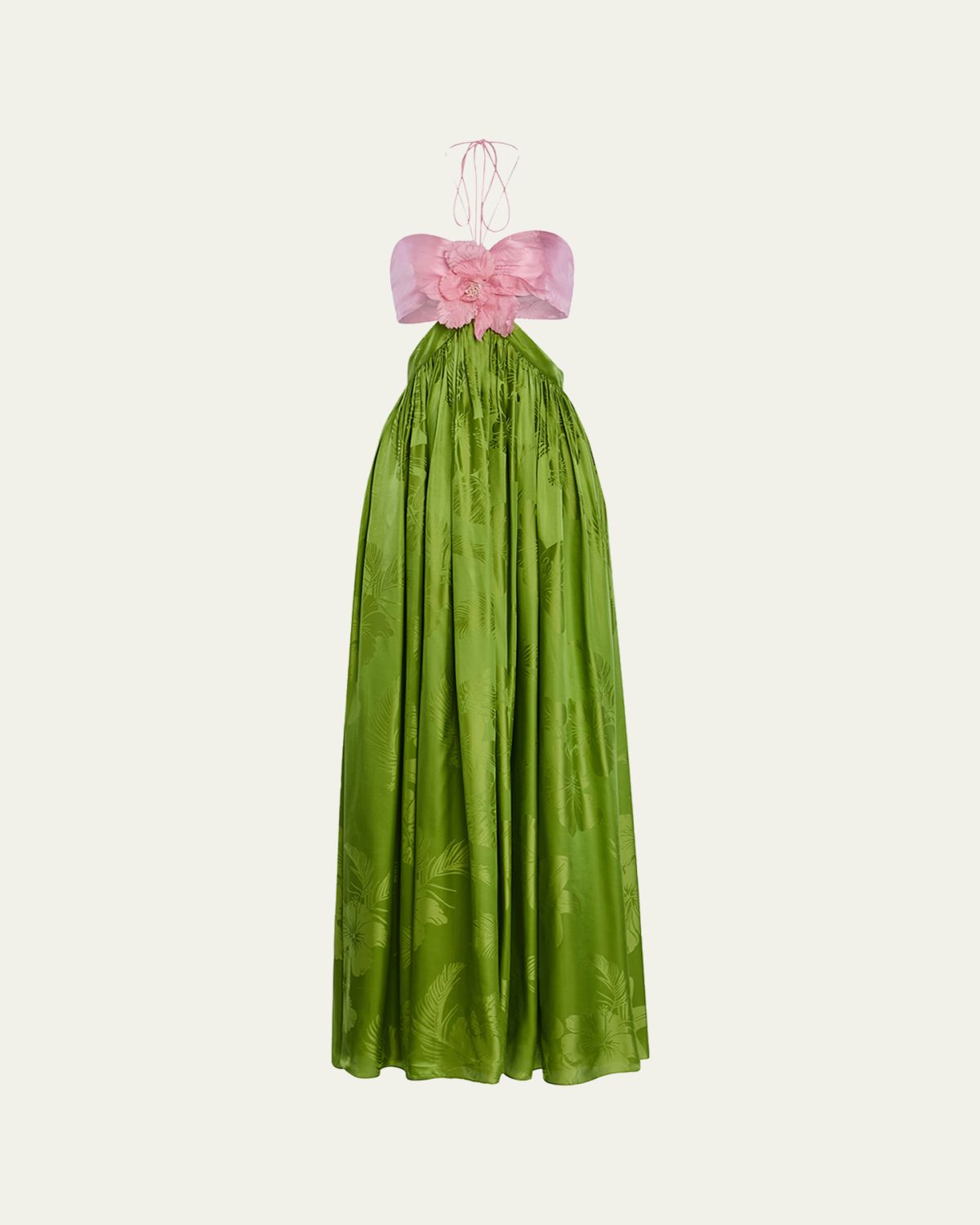 Retrofete Prudy Floral Cut-Out Satin Halter Dress