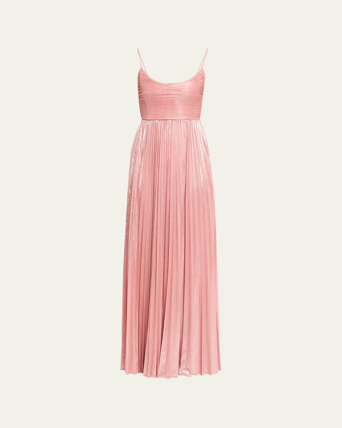 Retrofete Rhosyn Scoop-Neck Pleated Lame Maxi Dress