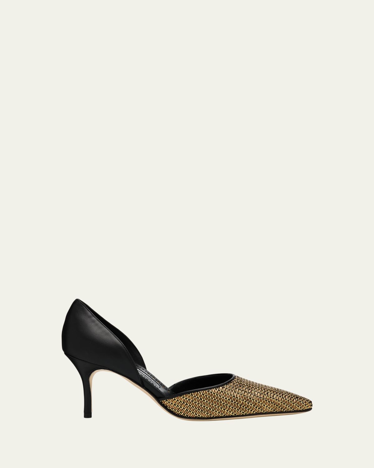 Manolo Blahnik 70mm Taylerbinu Woven Metallic and Leather Pumps