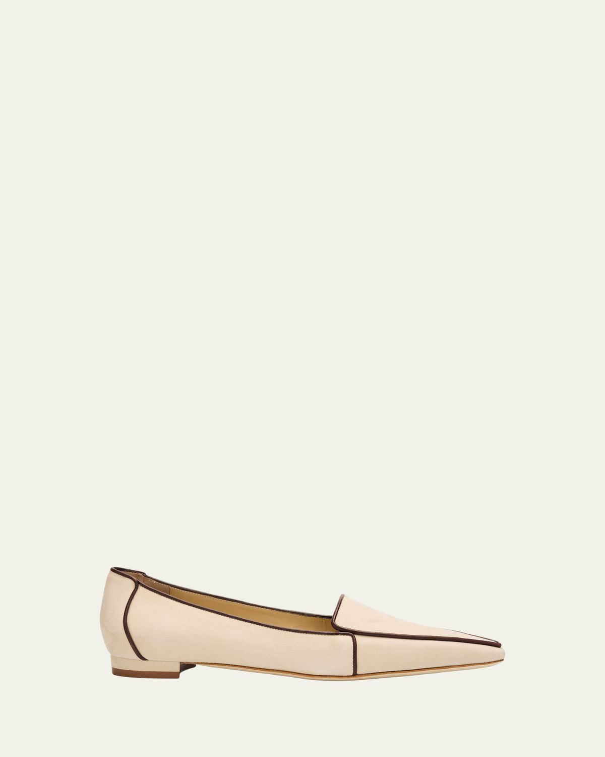 Manolo Blahnik Uriola Contrast Piping Suede Loafers