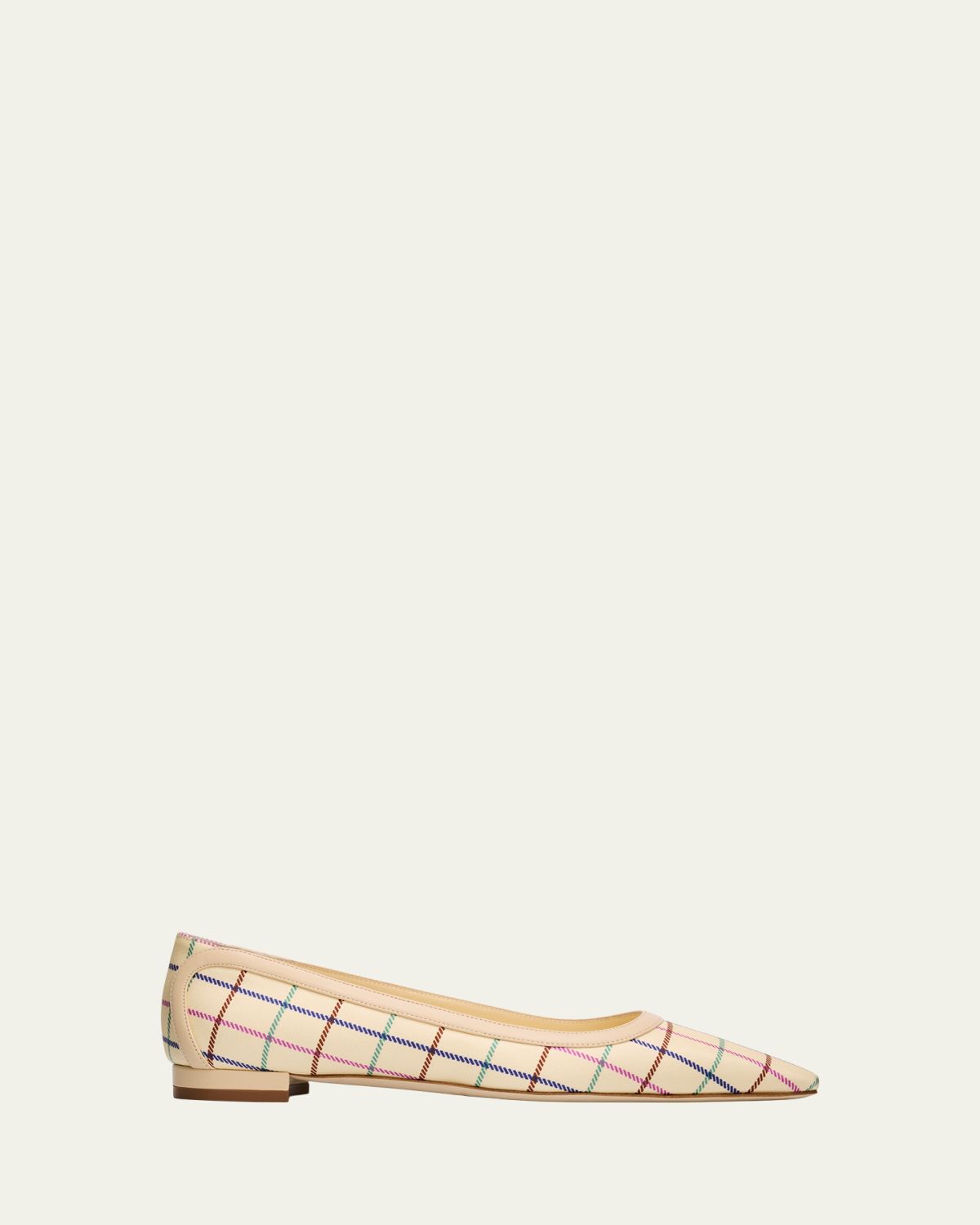 Manolo Blahnik Filotas Plaid Silk Ballerina Flats