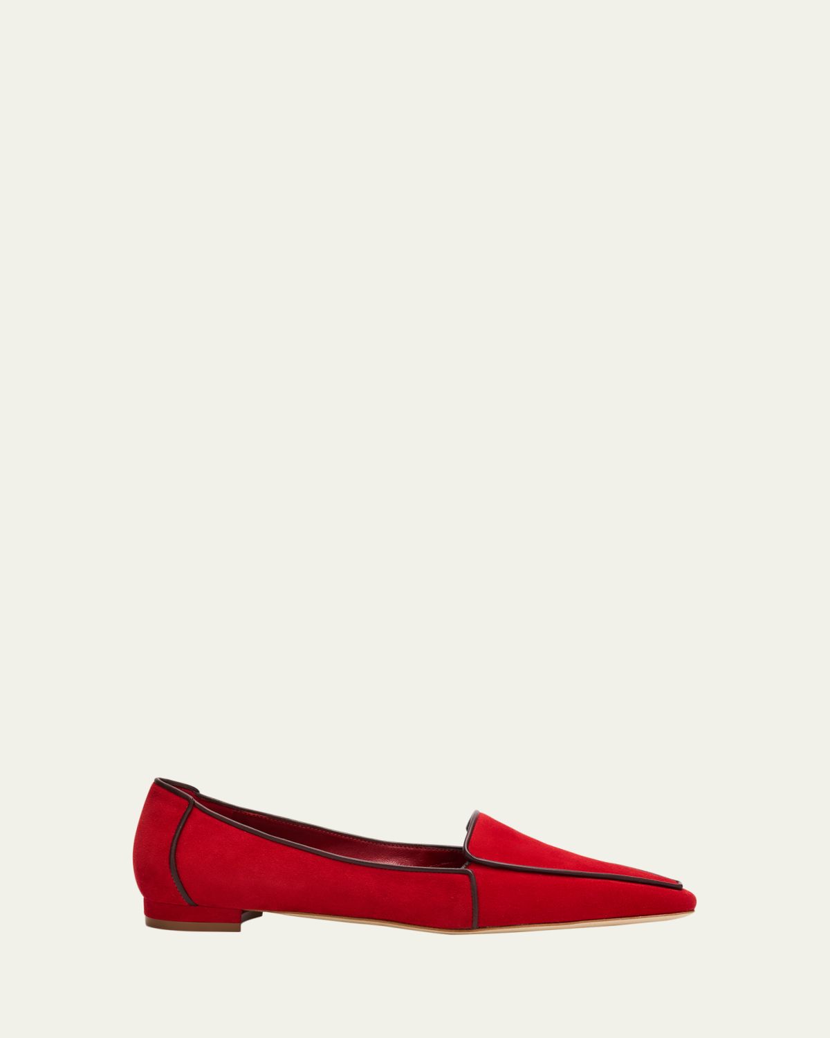 Manolo Blahnik Uriola Contrast Piping Suede Loafers