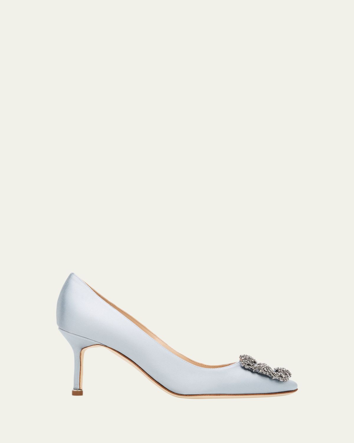 Manolo Blahnik 70mm Hangisi Satin Crystal-Buckle Pumps