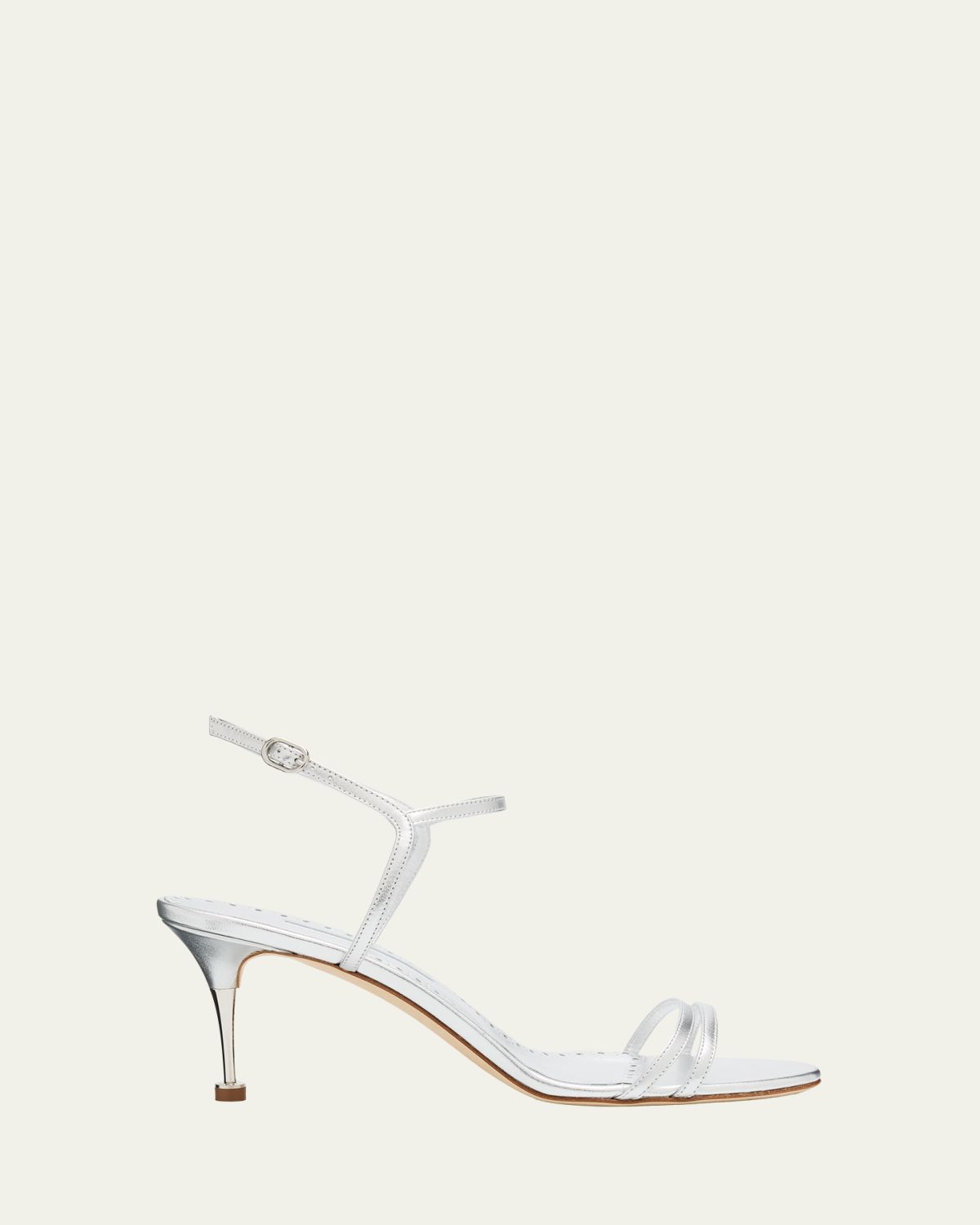 Manolo Blahnik 105mm Ciagalo Metallic Leather Sandals