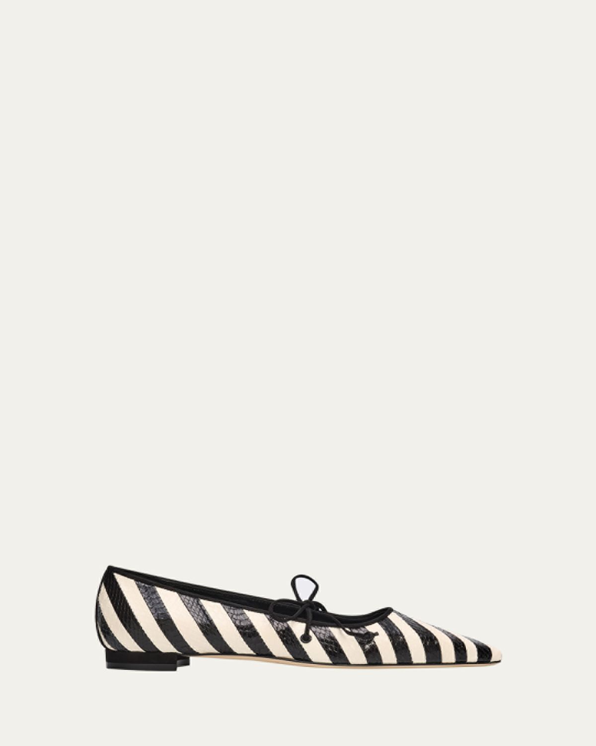 Manolo Blahnik Federica Striped Leather Ballerina Flats