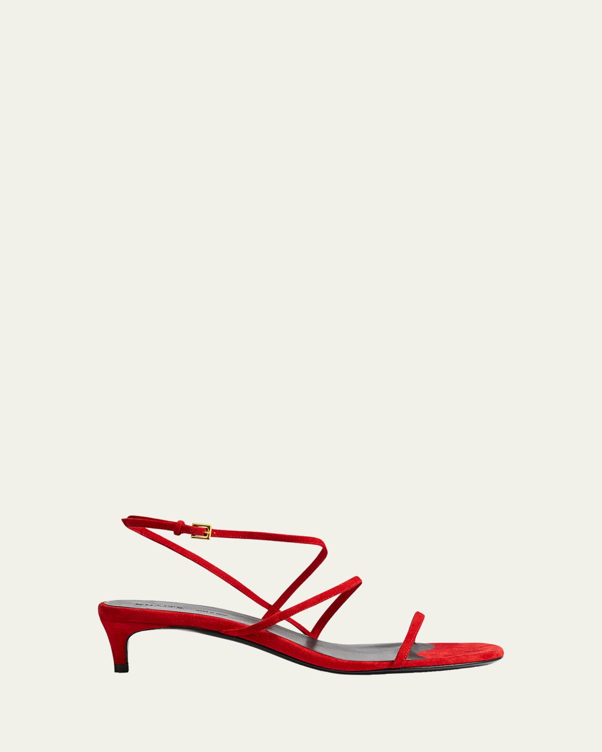 Khaite Loop Suede Kitten-Heel Sandals