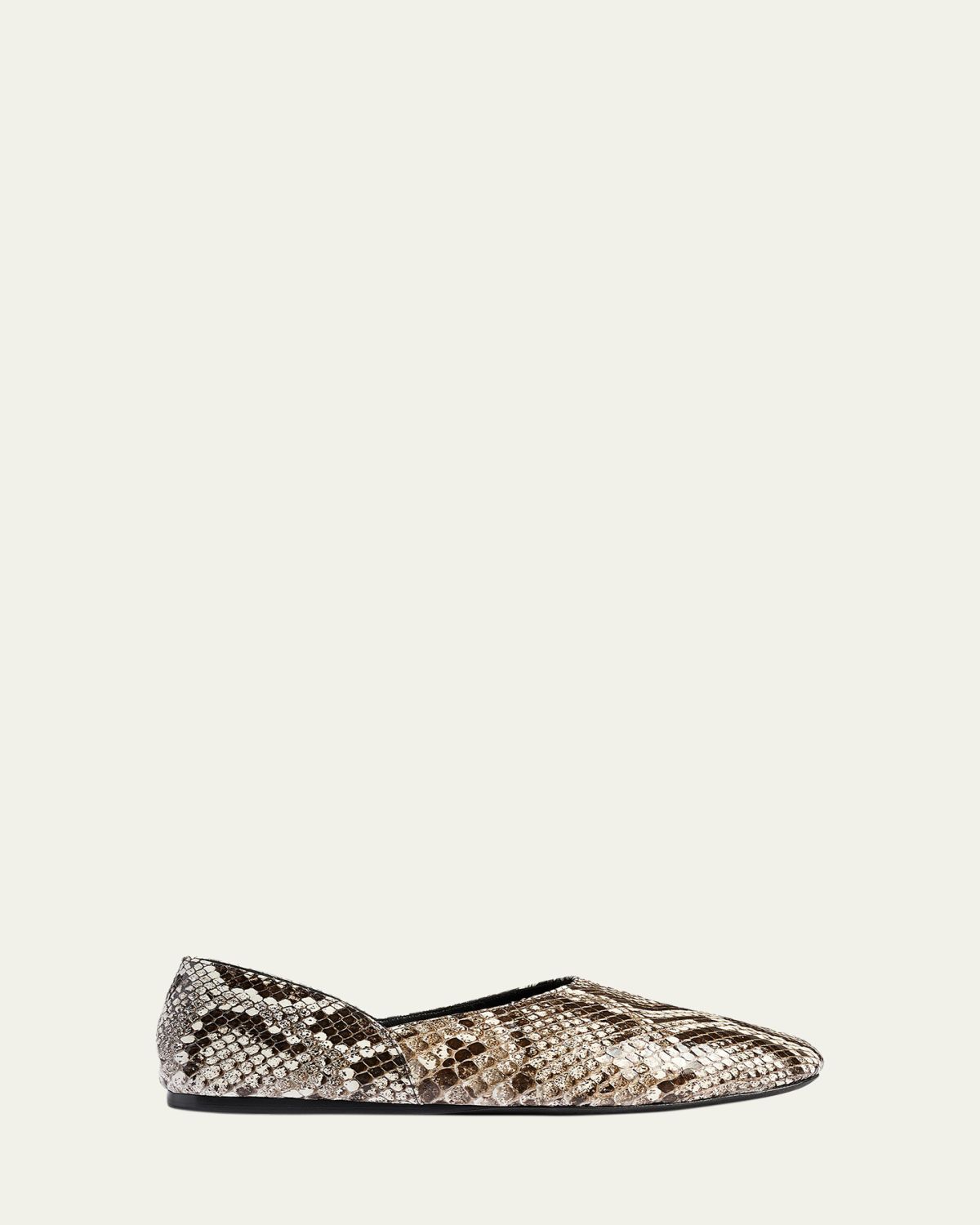 Khaite Jane Snake-Printed Leather Flats