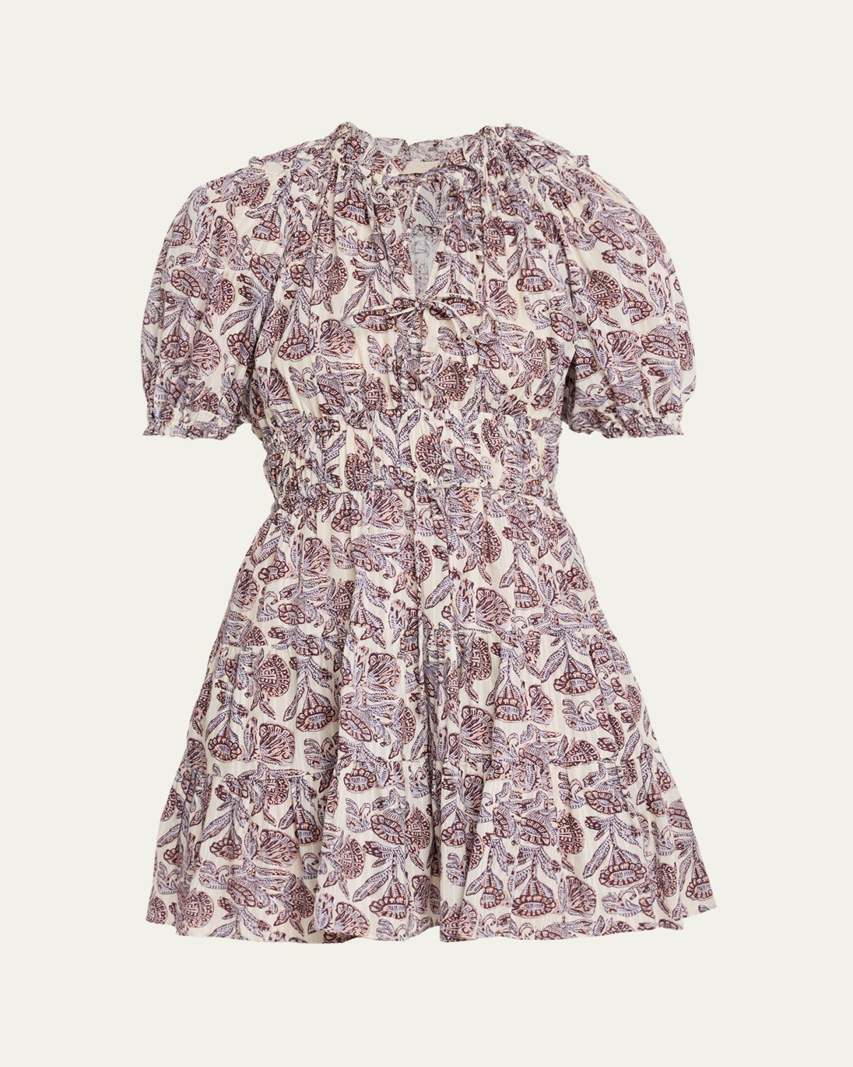 Ulla Johnson Soffia Printed Puff-Sleeve Mini Dress