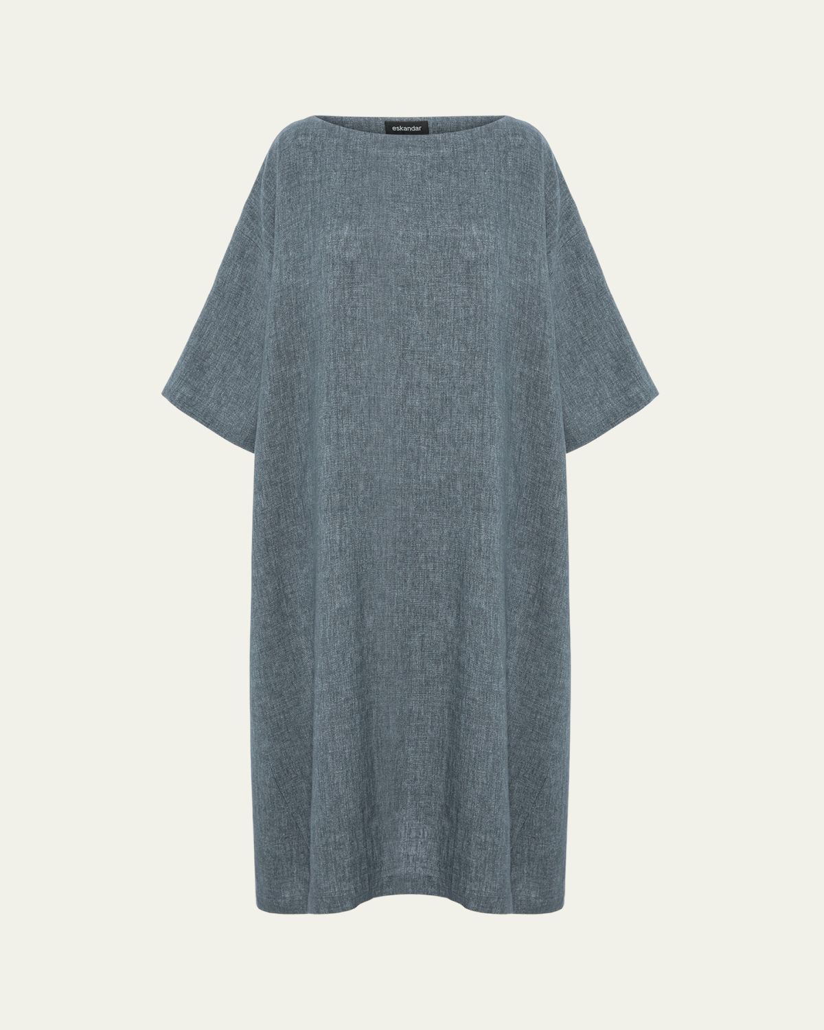 Eskandar Heavyweight Delave Linen Angle-To-Front Side Seam Scoop Neck T-Shirt Dress | Thumbnail 5 Eskandar Heavyweight Delave Linen Angle-To-Front Side Seam Scoop Neck T-Shirt Dress | Thumbnail 5