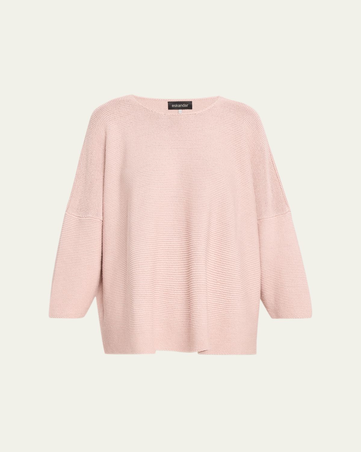 Eskandar Linen-Cotton Bateau Neck Sweater - Mid Plus Length