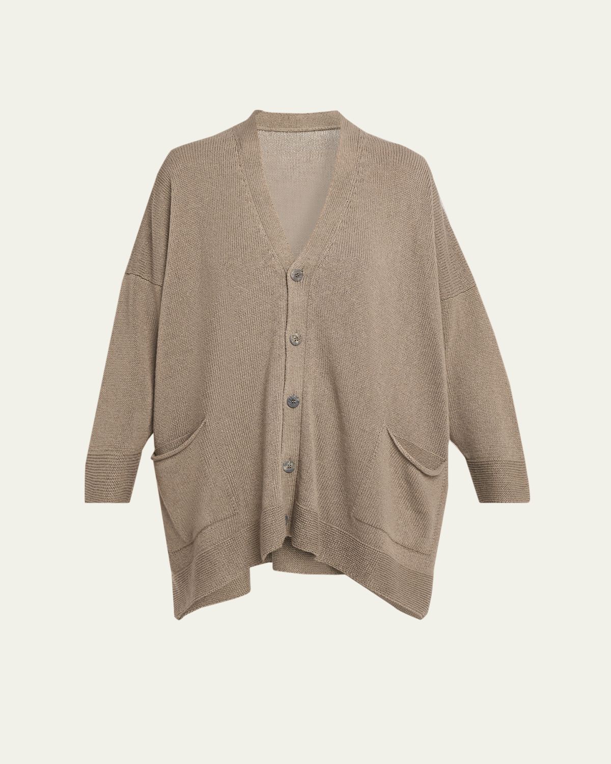 Eskandar Linen-Cotton V-Neck Cardigan - Long Length