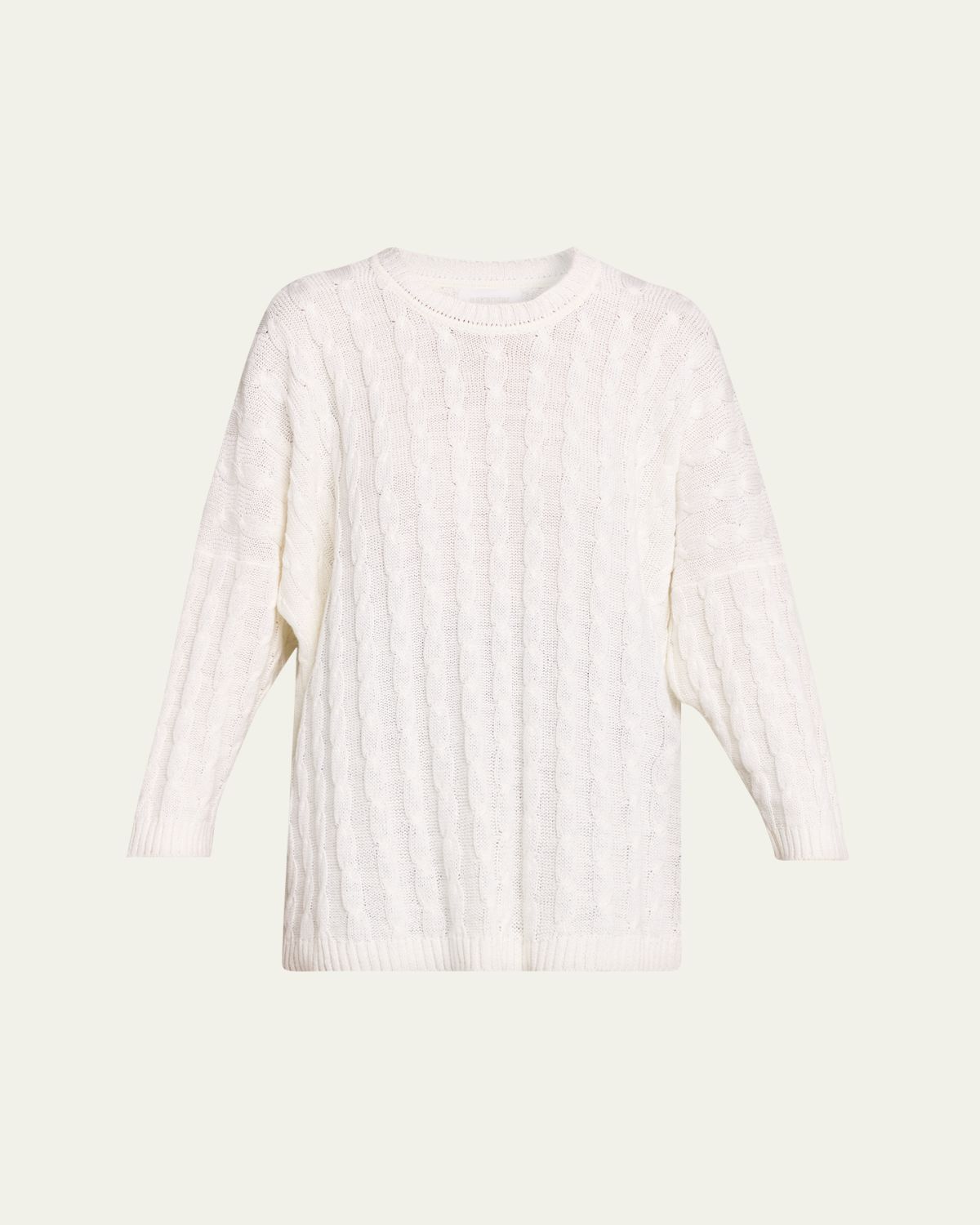 Eskandar Linen-Cotton Round Neck Sweater - Long Length