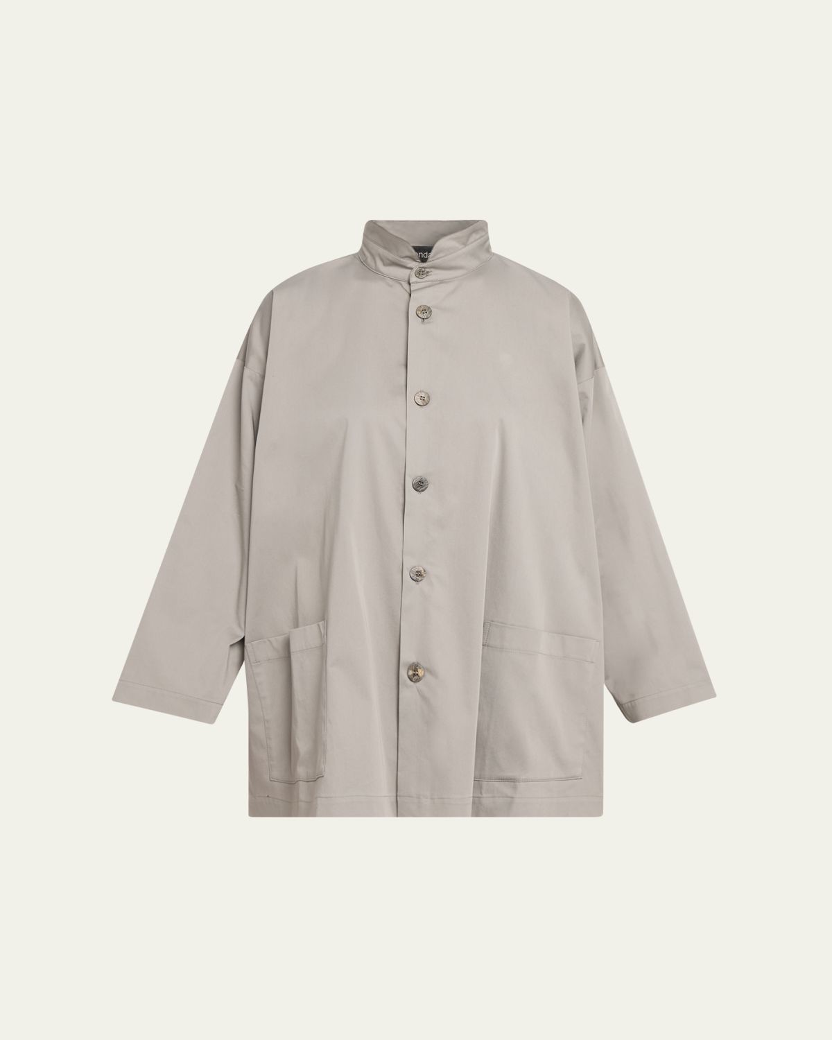 Eskandar Slim A-Line Double Stand Collar Jacket With Stepped Insert - Long Length