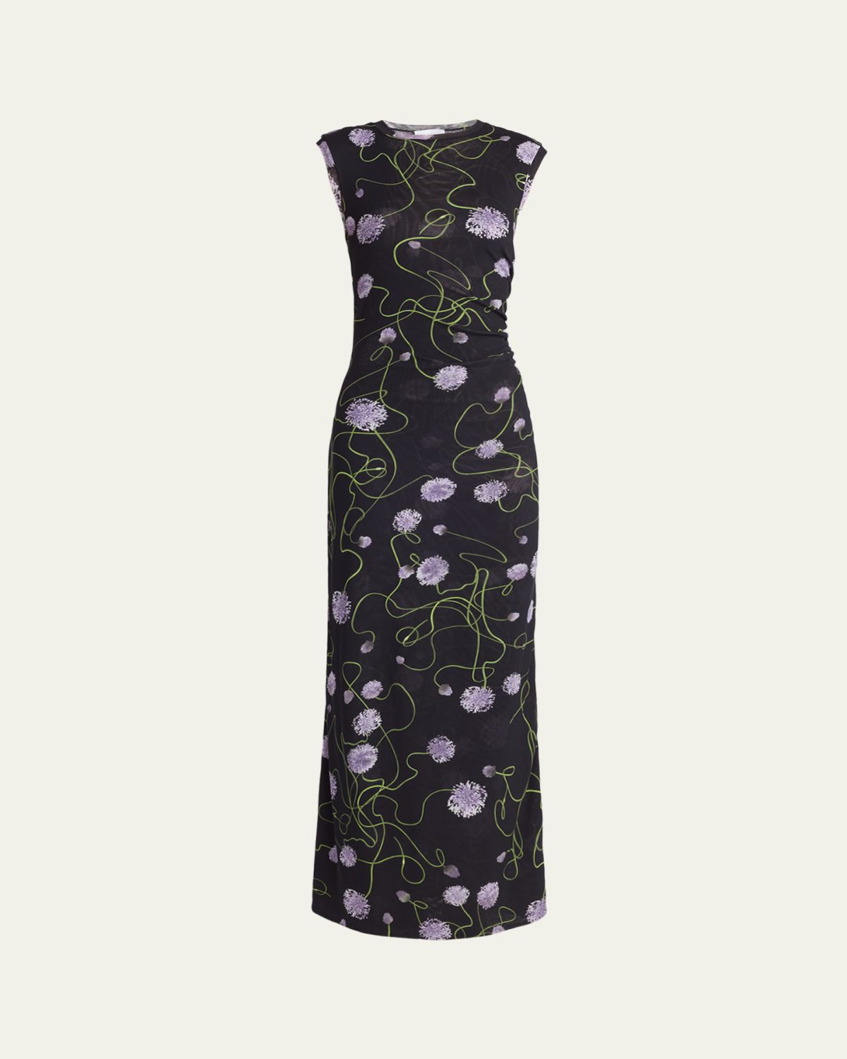 Stella McCartney Twisted Flower Mesh Sleeveless Maxi Dress