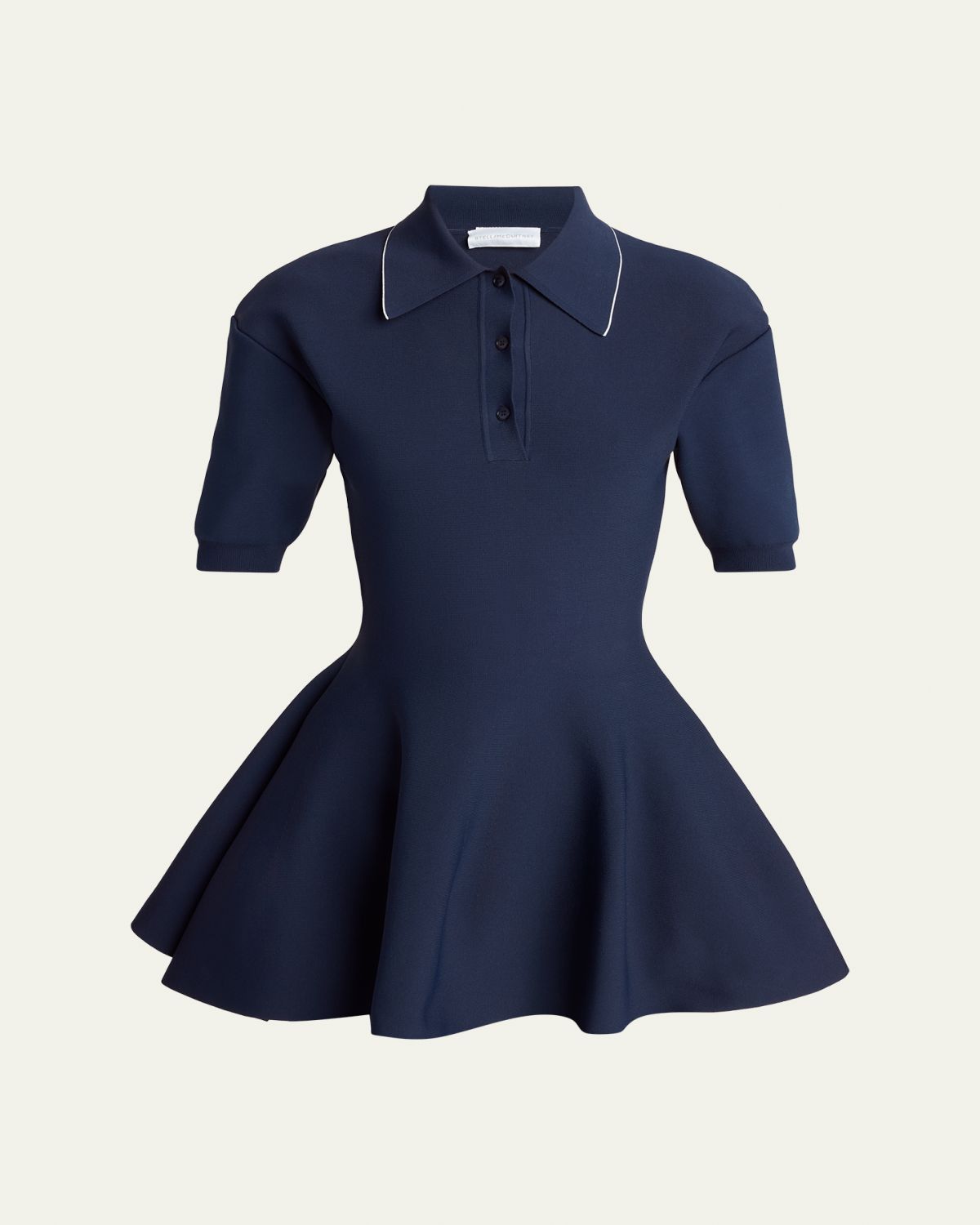 Stella McCartney Compact Knit Peplum Polo Shirt
