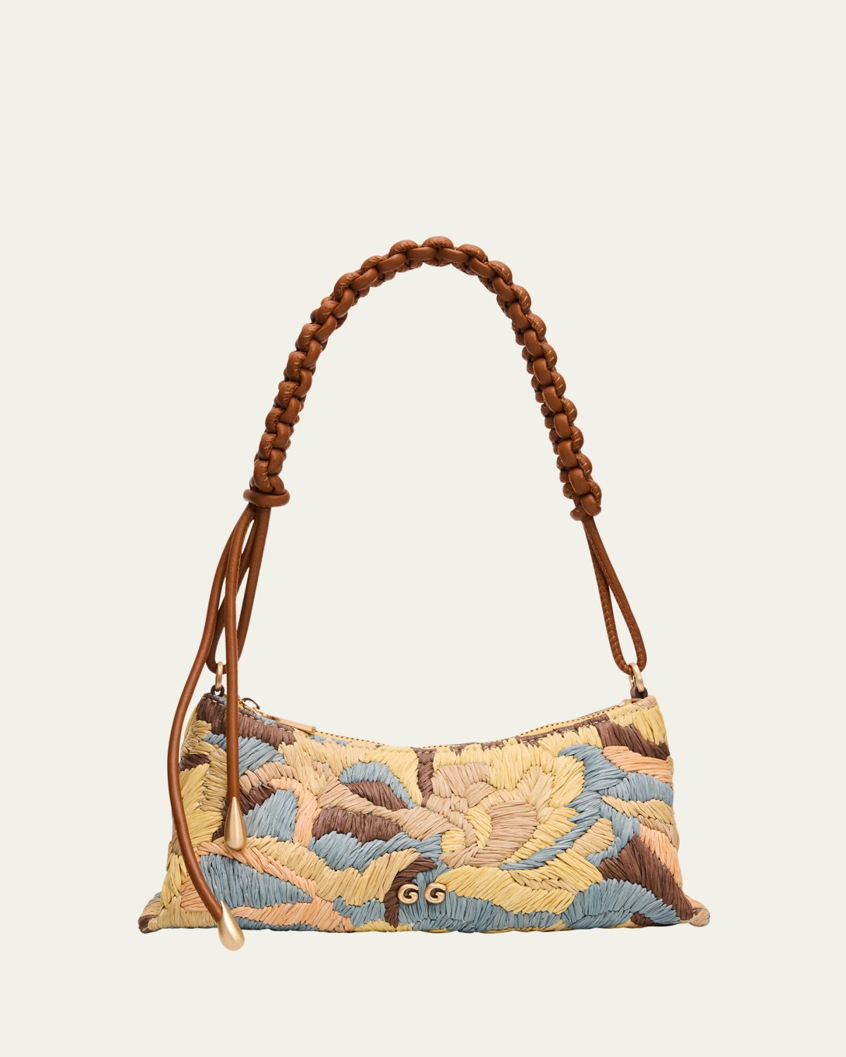 Cult Gaia Osa Braided-Strap Raffia Shoulder Bag