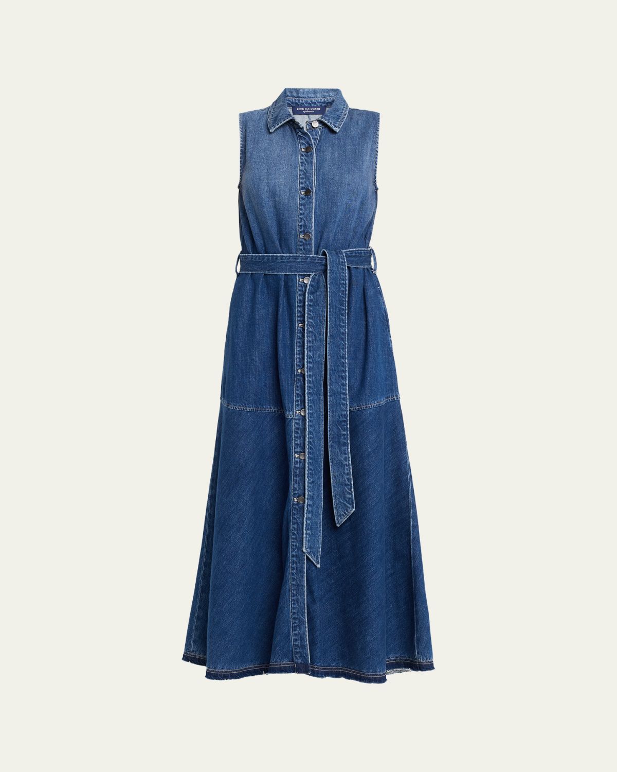 Kobi Halperin Addison Belted Ombre Cotton Denim Maxi Dress