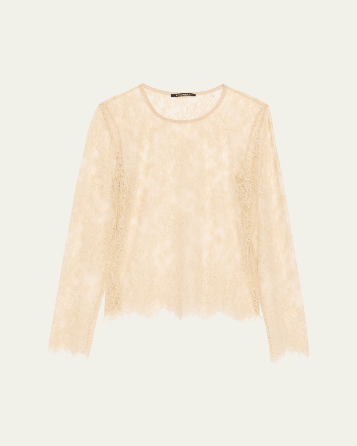 Kobi Halperin Fallon Scalloped Eyelash-Fringe Lace Blouse