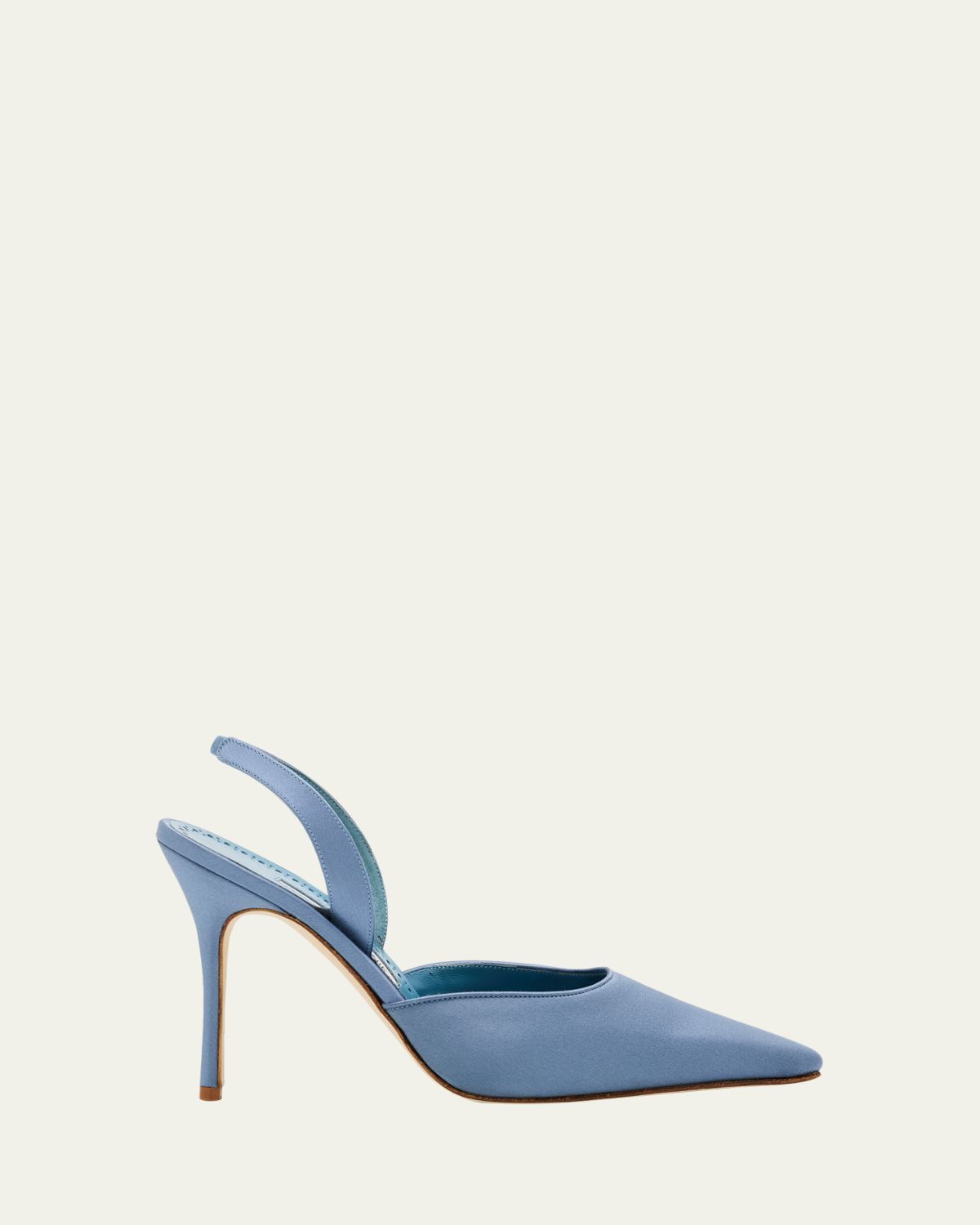 Manolo Blahnik 105mm Borelapla Satin Slingback Pumps