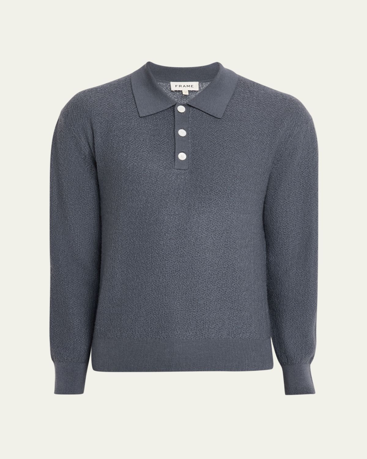 FRAME Men's Textured Wool Polo Sweater | Thumbnail 6 FRAME Men's Textured Wool Polo Sweater | Thumbnail 6