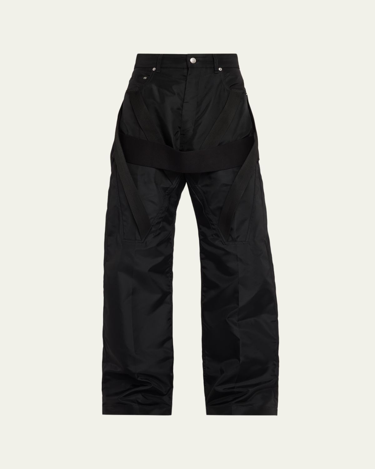 Rick Owens Men's Megastrapped Geth Nylon Canvas Wide-Leg Jeans