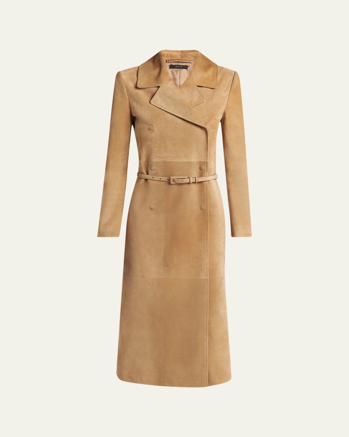 TOM FORD Belted Suede Long Trench Coat
