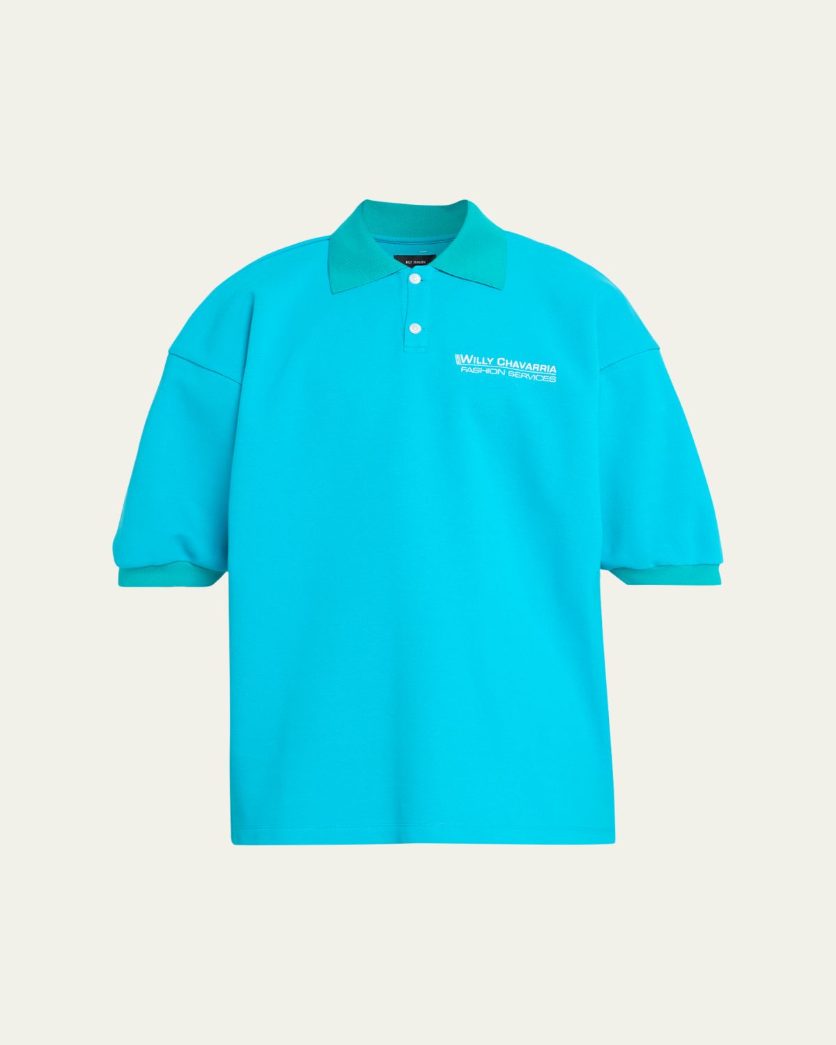 Willy Chavarria Men's Football Structured Cotton Polo Shirt | Thumbnail 6 Willy Chavarria Men's Football Structured Cotton Polo Shirt | Thumbnail 6