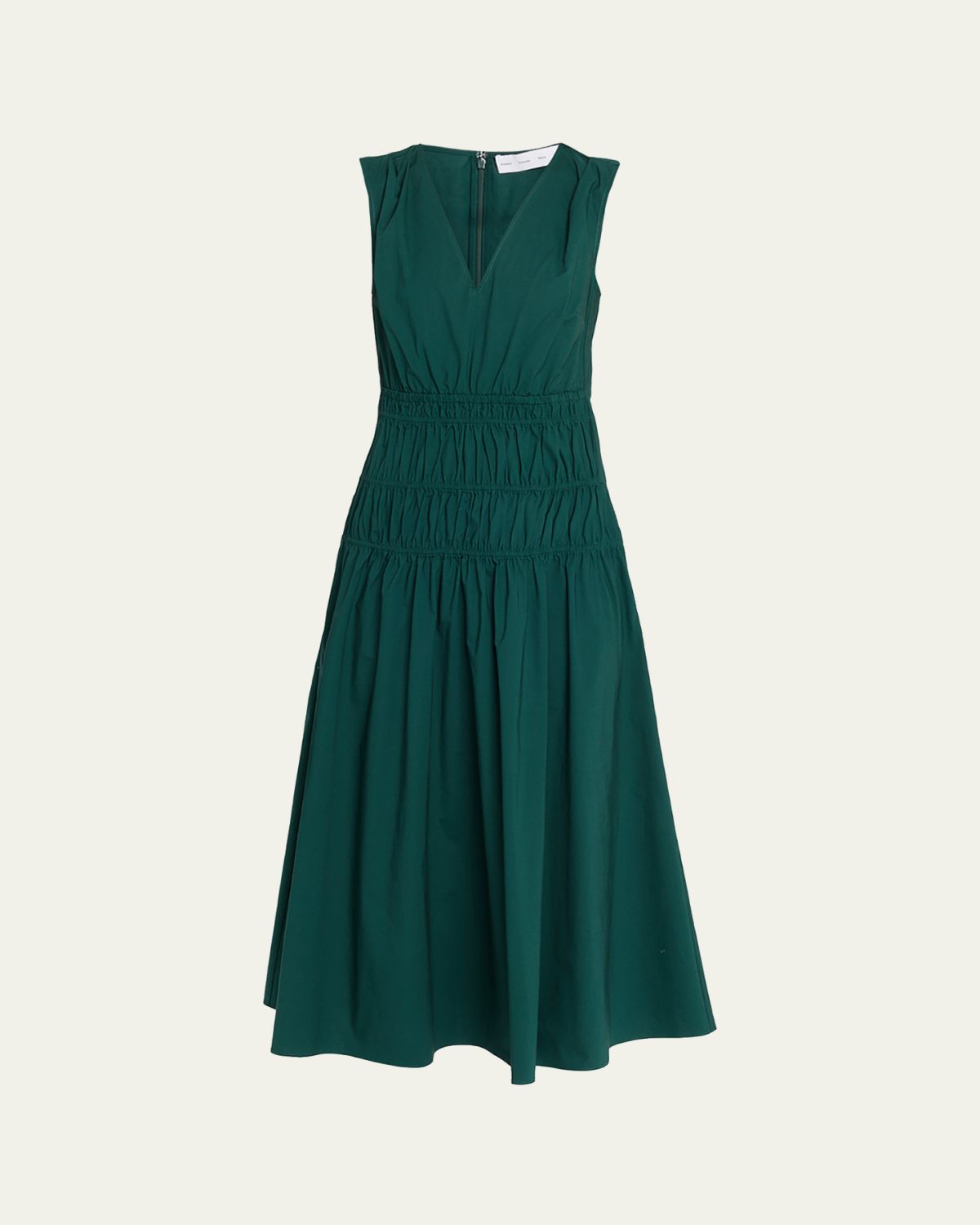Proenza Schouler White Label Loren Sleeveless Ruched Waist Cotton Midi Dress