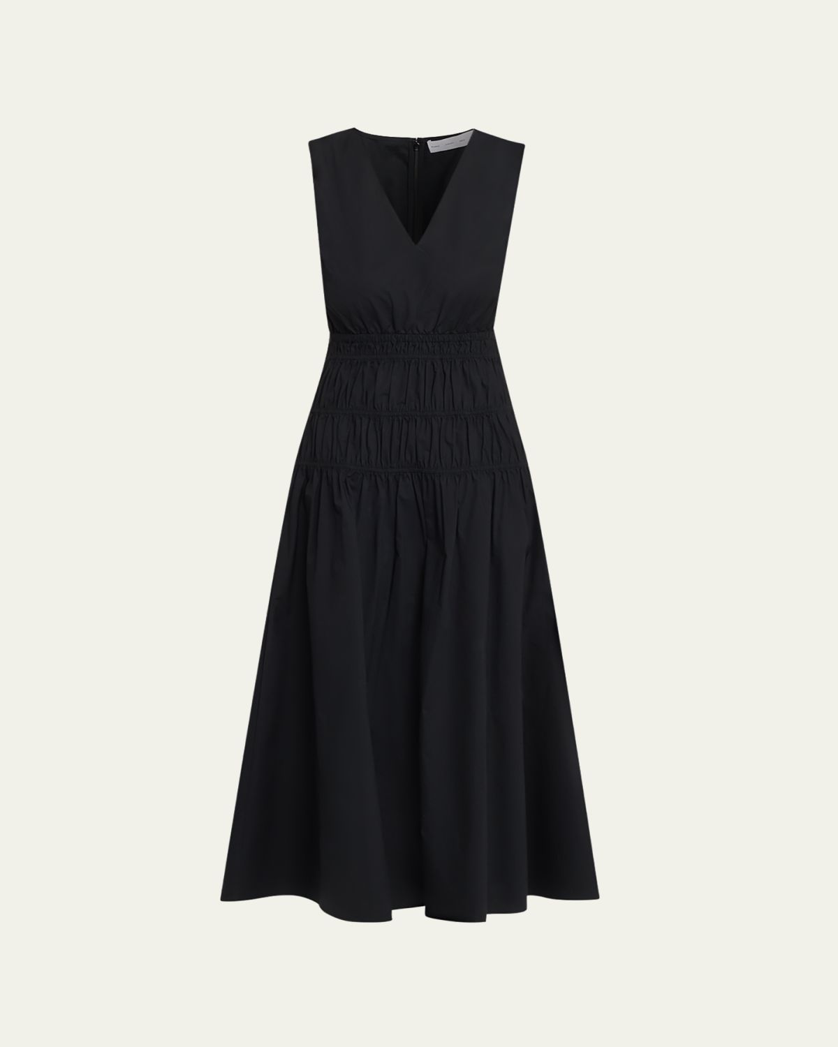 Proenza Schouler White Label Loren Sleeveless Ruched Waist Cotton Midi Dress