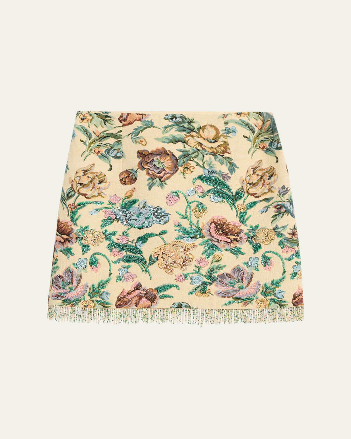 Kobi Halperin Celia Floral Fringe Cotton-Blend Miniskirt