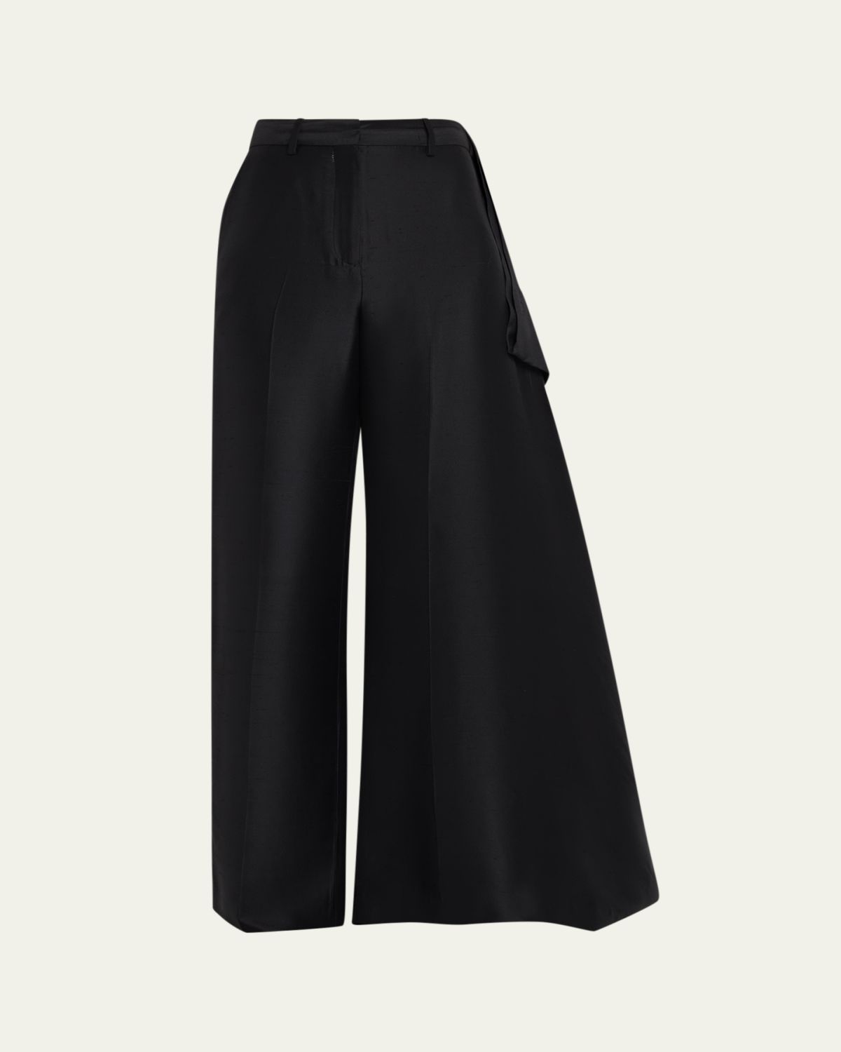 Heirlome Rickie Shantung Silk Asymmetric Wide-Leg Trousers