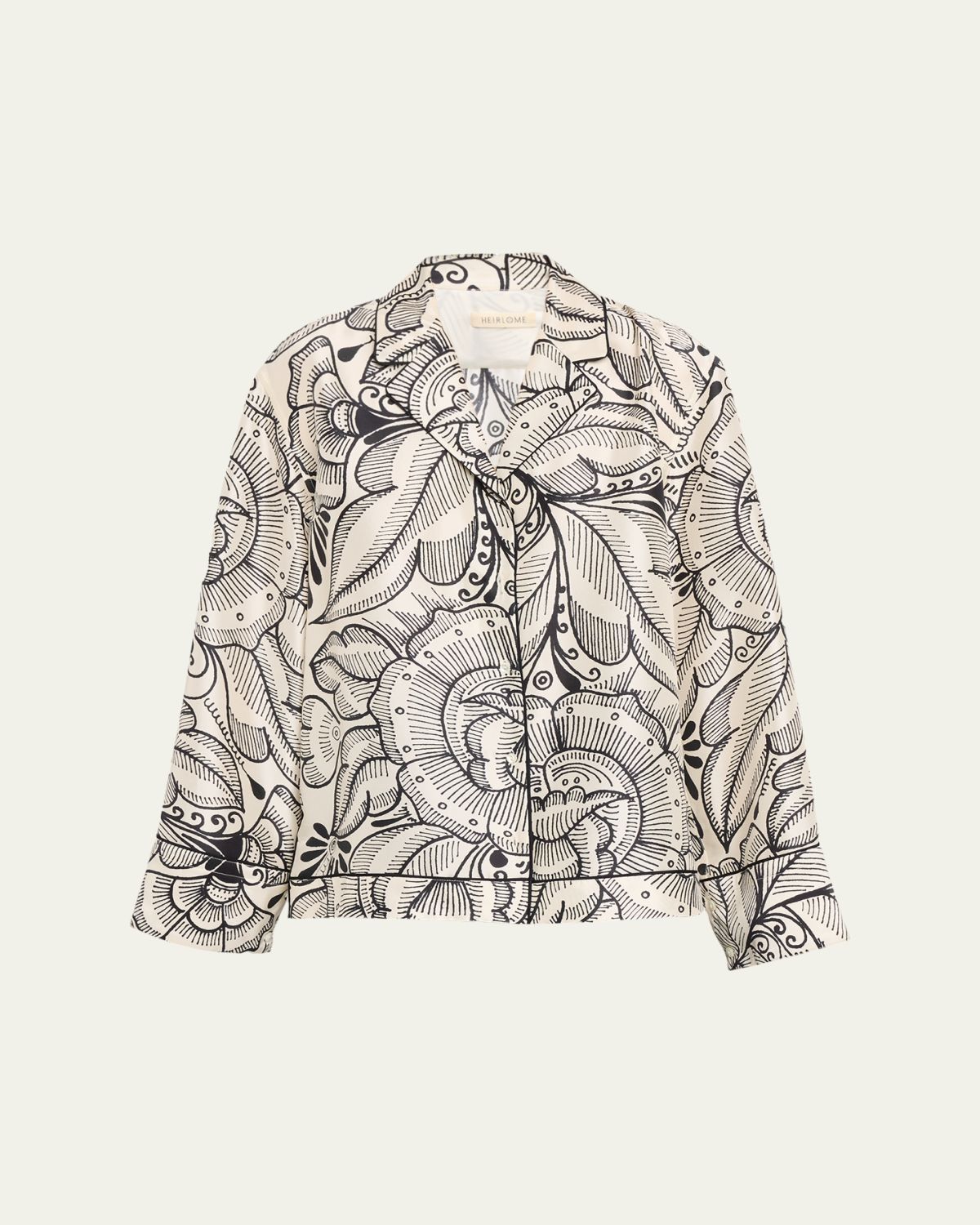 Heirlome Bernardina Abstract-Print Silk Button-Down Shirt