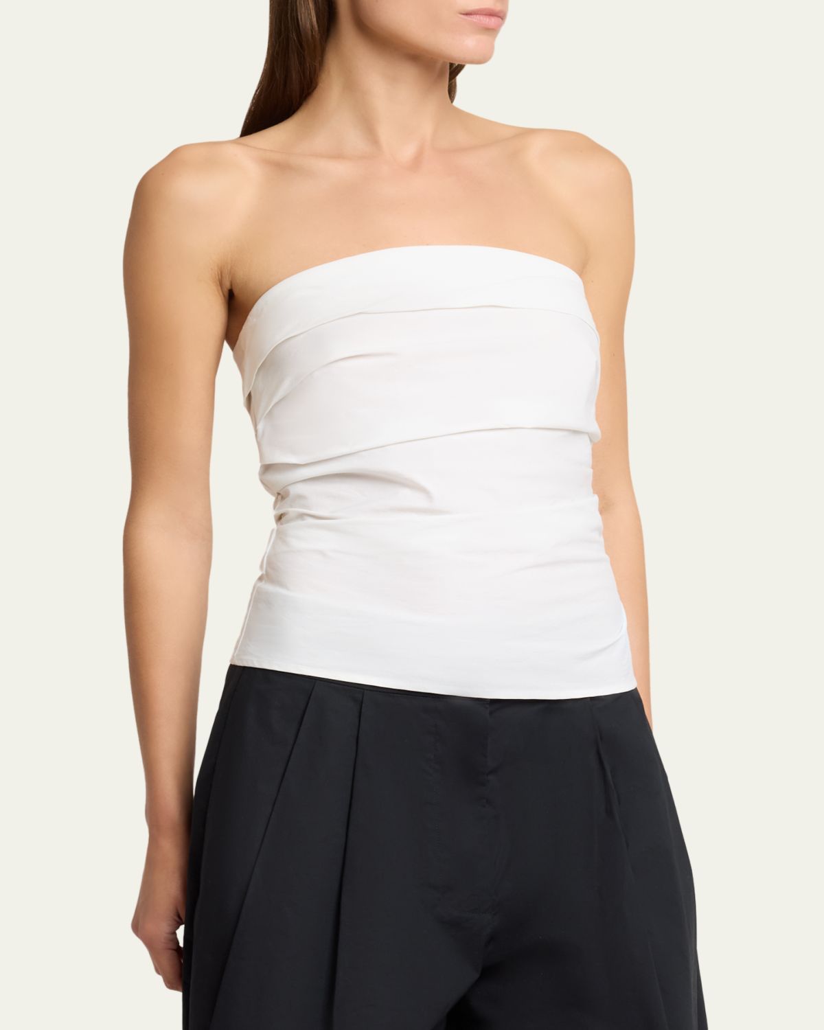 Proenza Schouler White Label Maisy Strapless Ruched Top in Poplin | Thumbnail 4 Proenza Schouler White Label Maisy Strapless Ruched Top in Poplin | Thumbnail 4