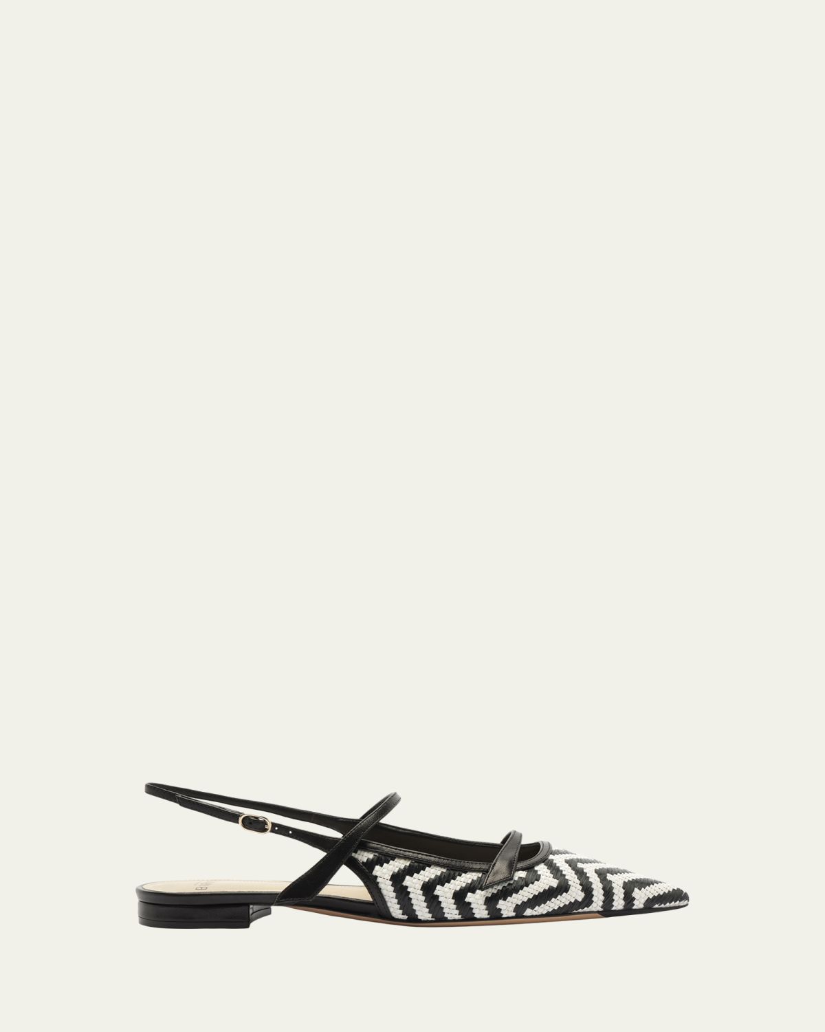 Alexandre Birman Tita Zig-Zag Raffia Slingback Flats