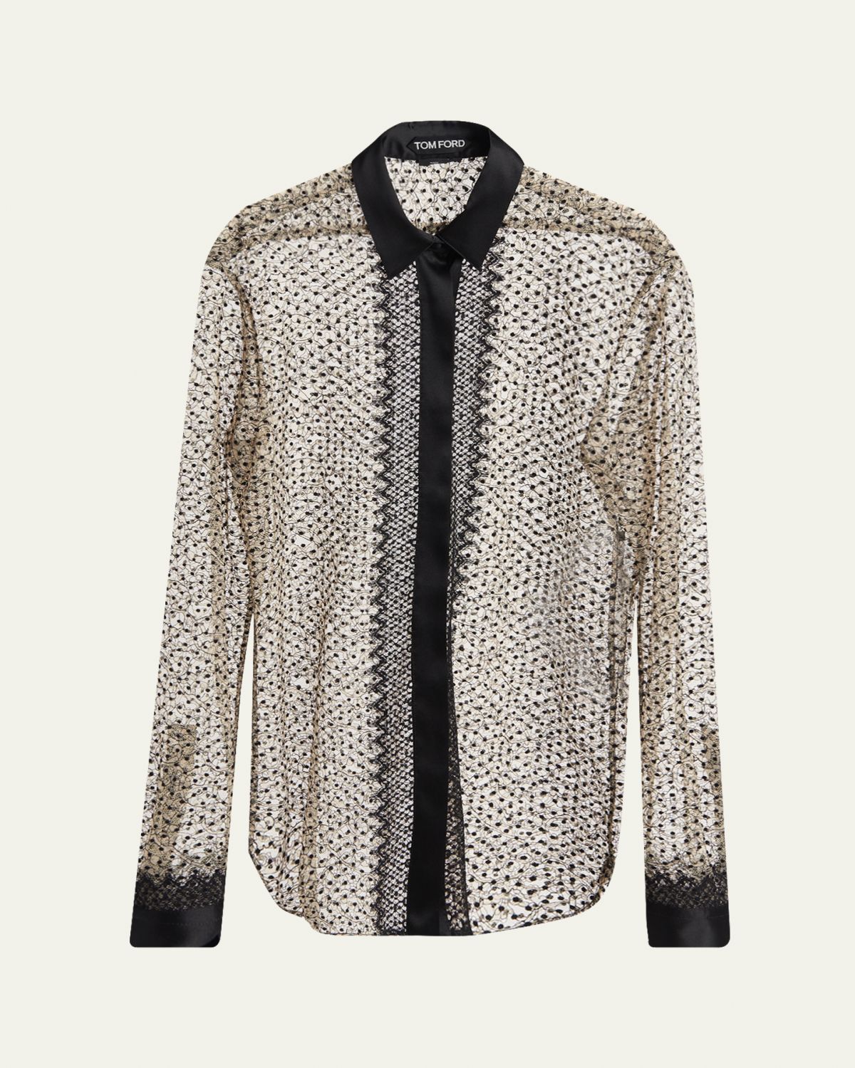TOM FORD Polka-Dot Lace Button-Down Shirt