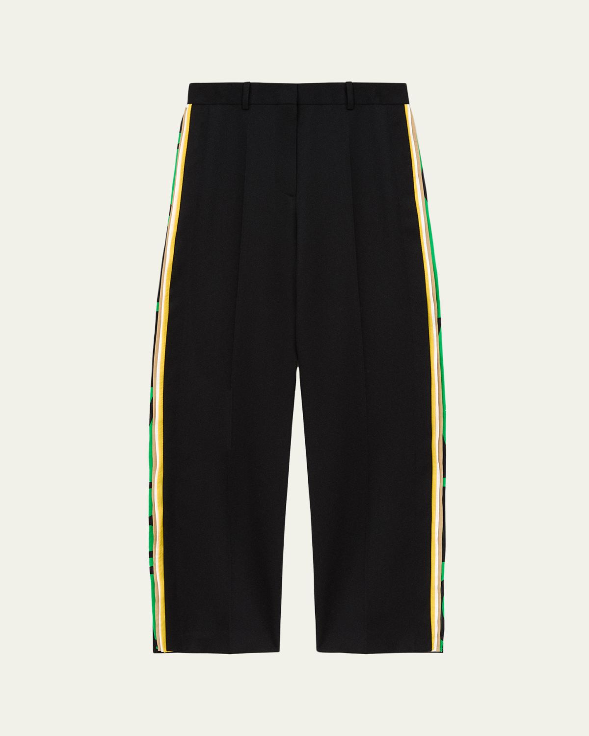Layered Side-Stripe Straight-Leg Trousers