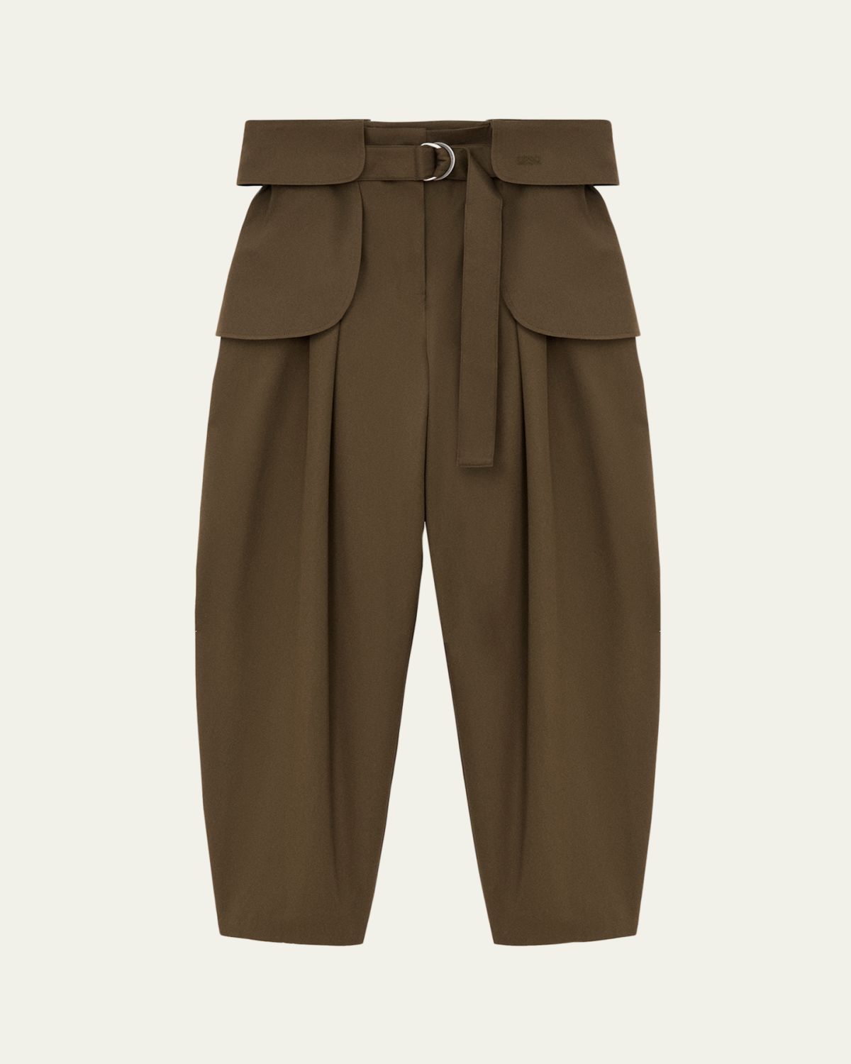 Belted Barrel-Leg Cargo Trousers